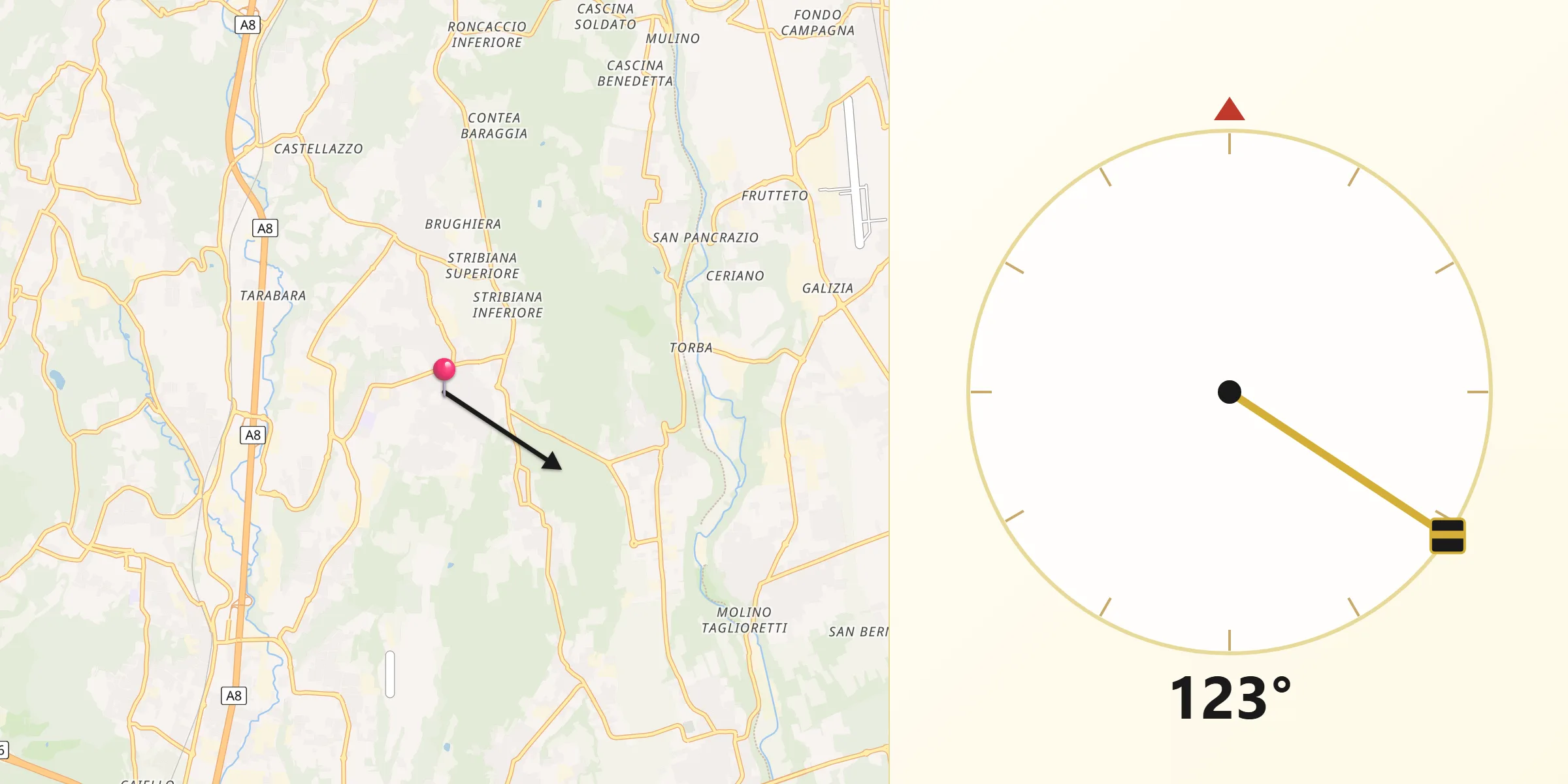 Direzione della Qibla da Carnago