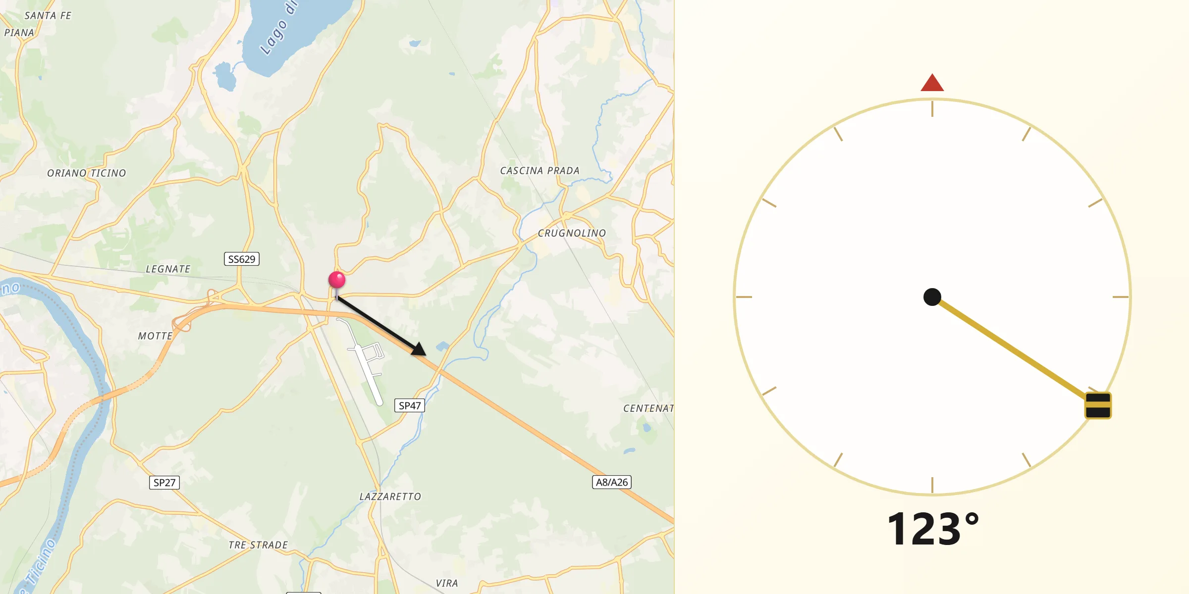 Direzione della Qibla da Vergiate