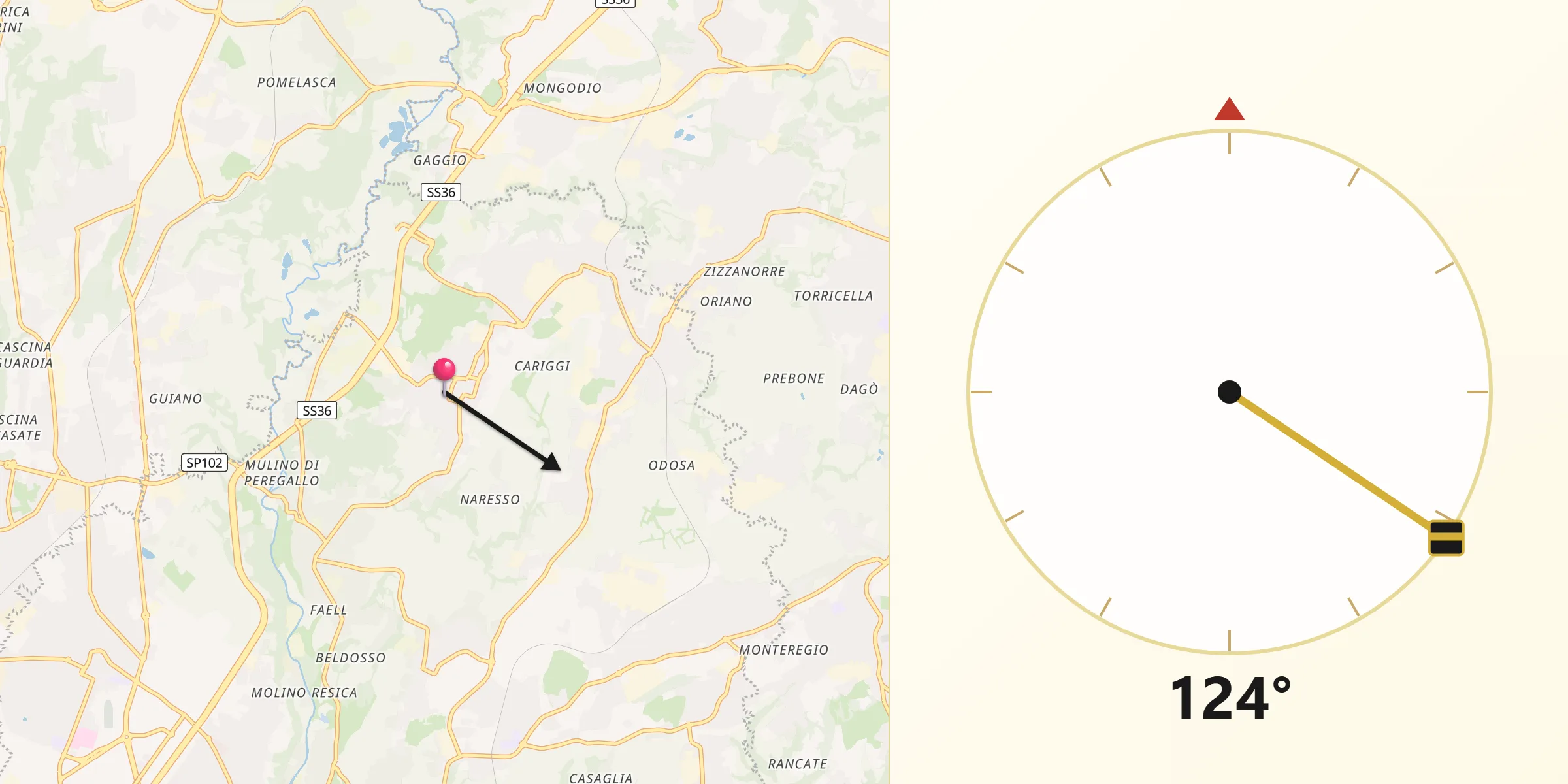 Direzione della Qibla da Capriano