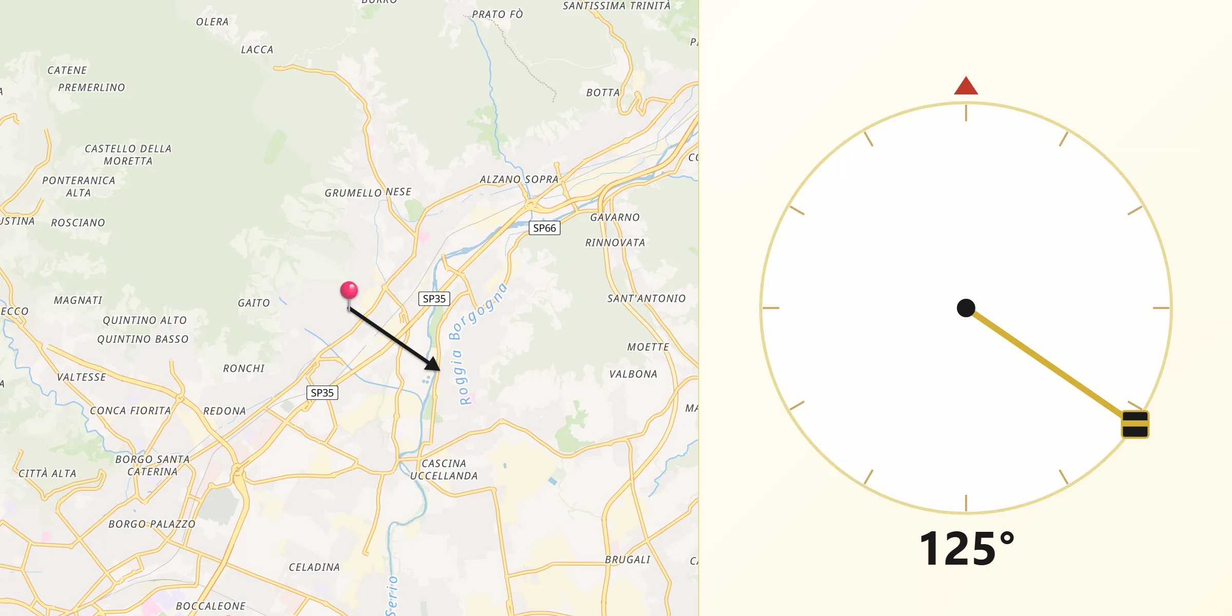 Direzione della Qibla da Ranica