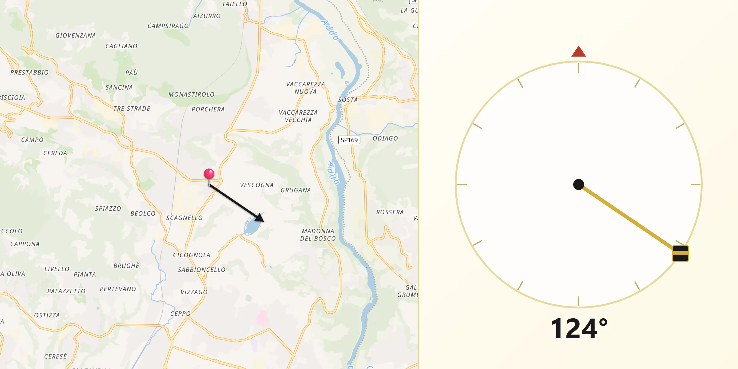 Direzione della Qibla da Calco