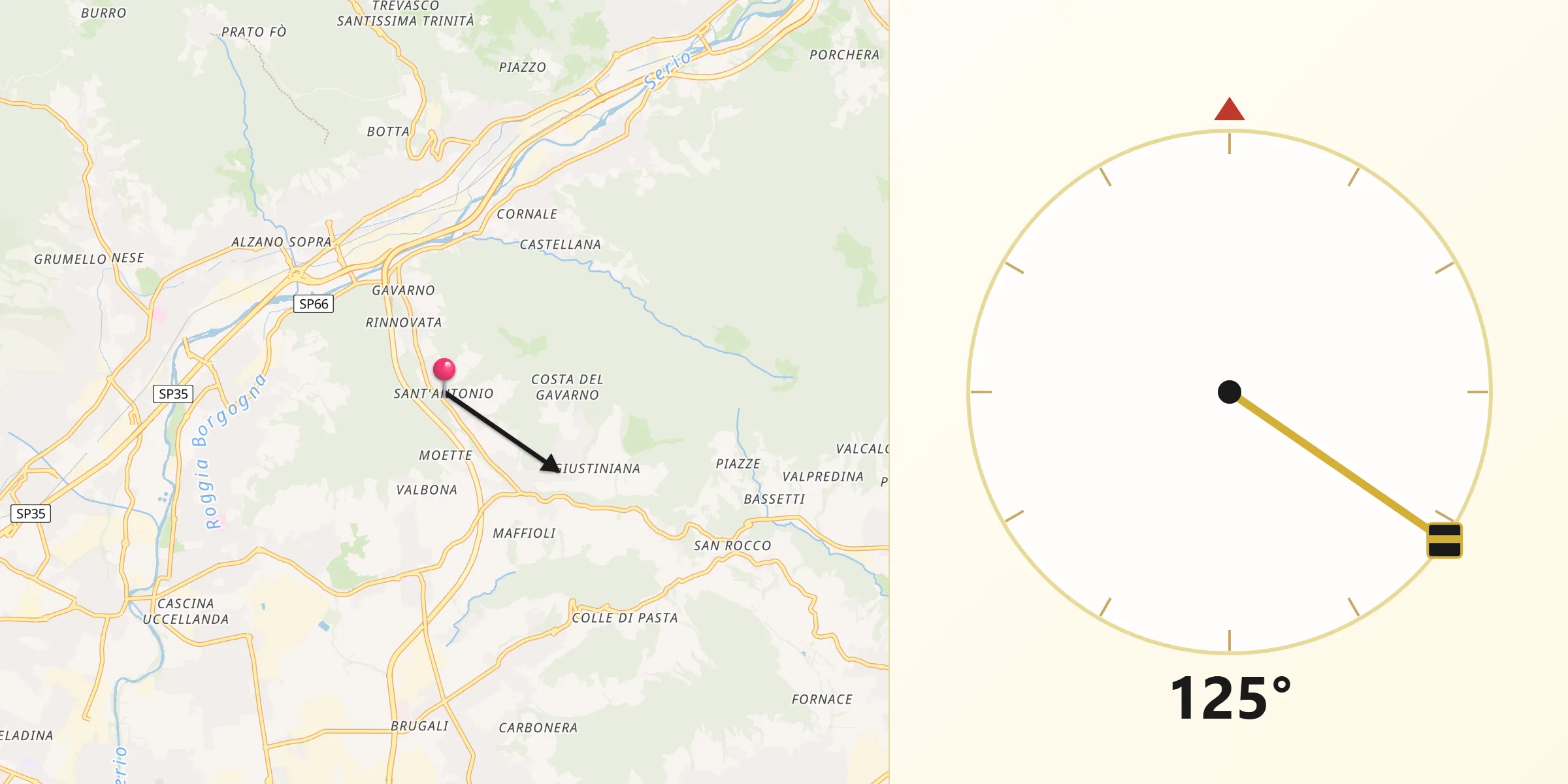 Direzione della Qibla da Gavarno Rinnovata