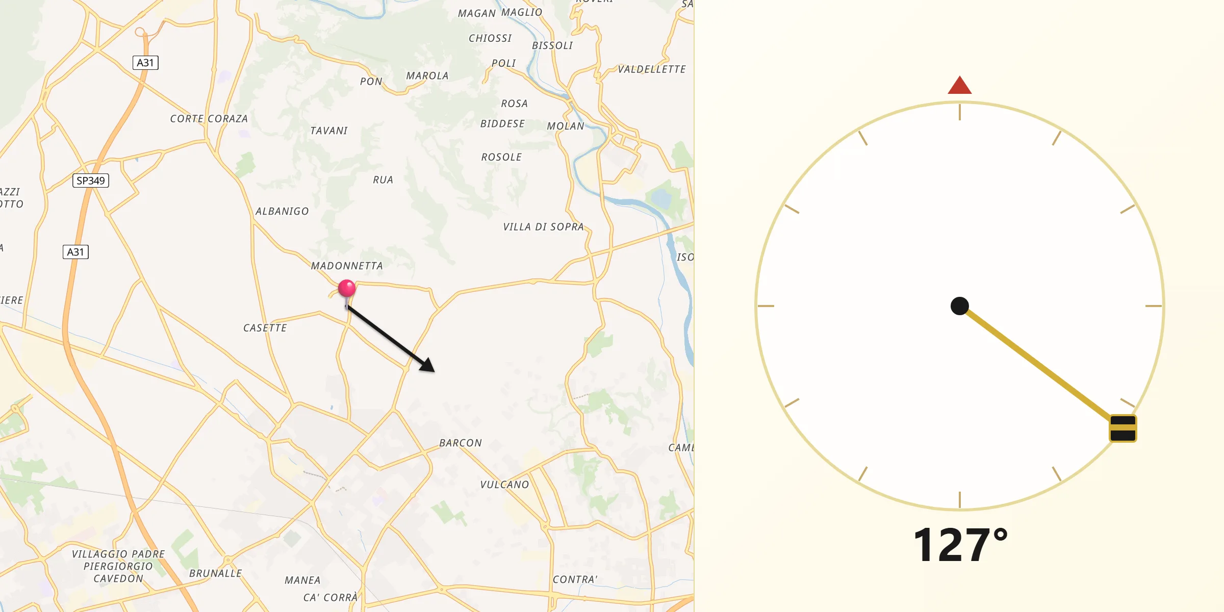 Direzione della Qibla da Centrale