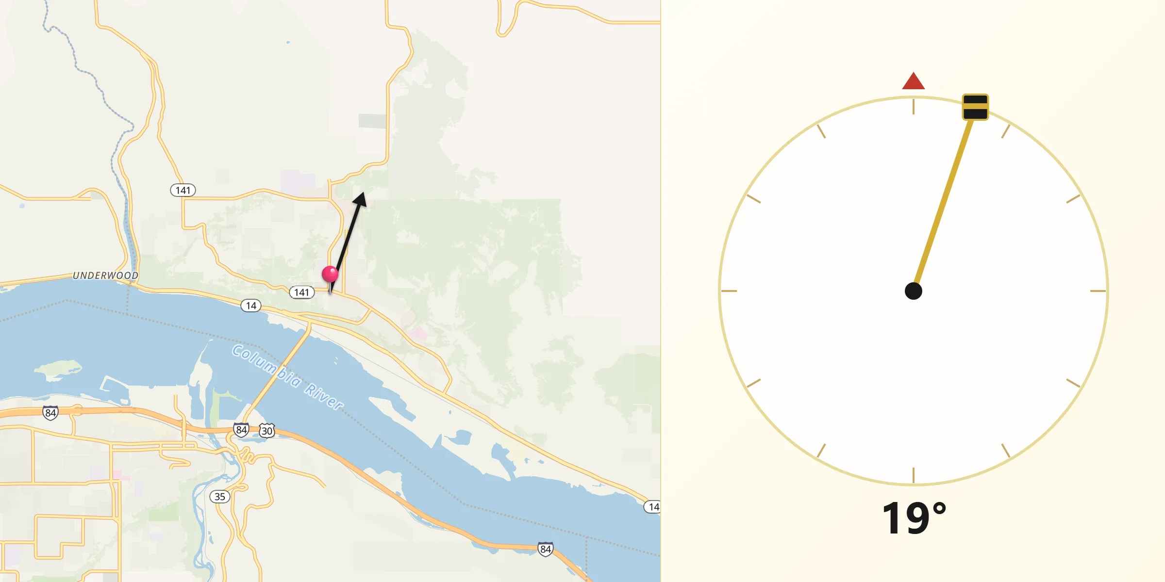 Qibla Direction from White Salmon