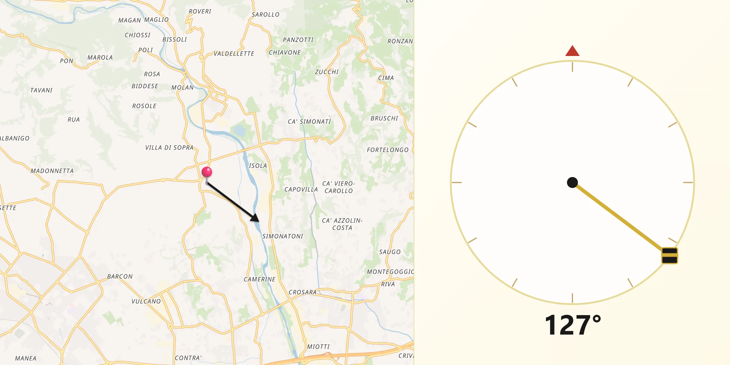 Direzione della Qibla da Zugliano