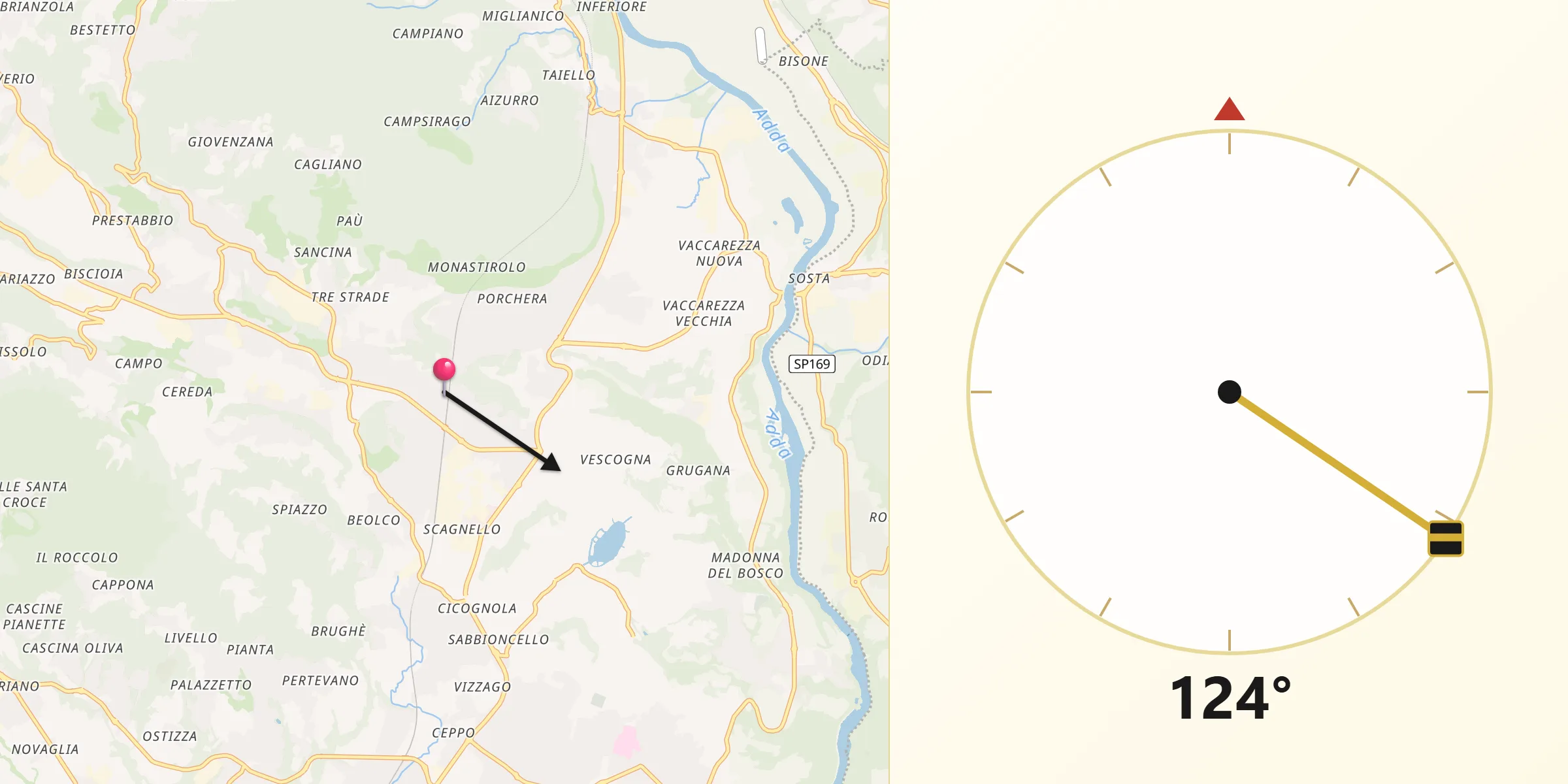 Direzione della Qibla da Olgiate Molgora