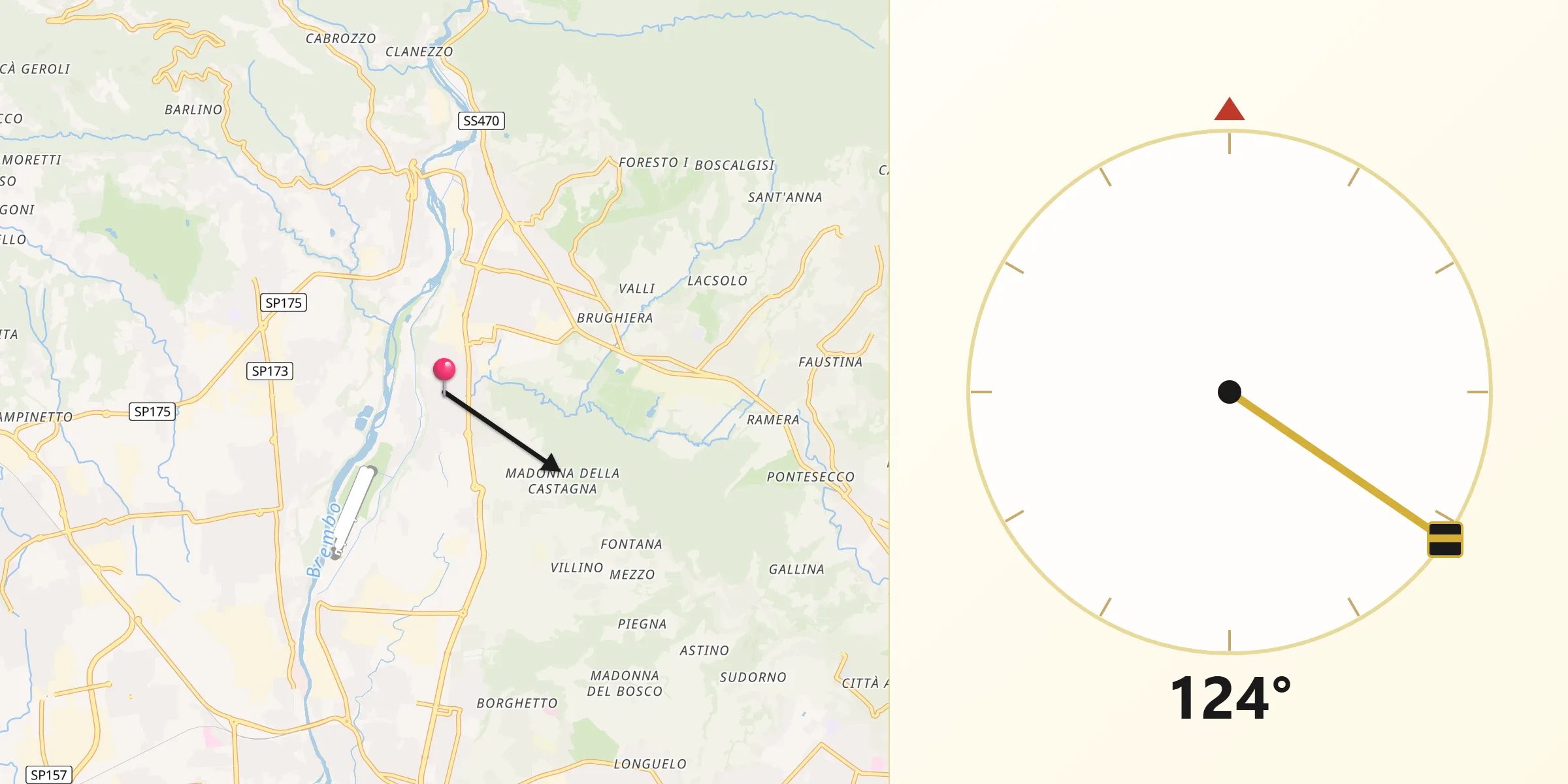 Direzione della Qibla da Paladina