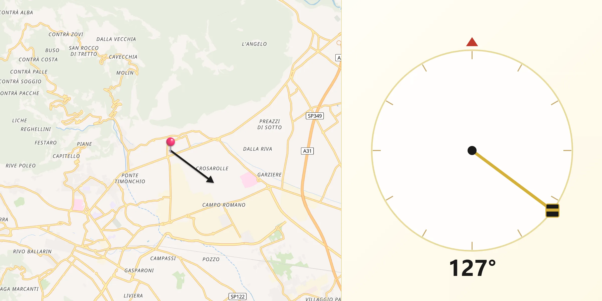 Direzione della Qibla da Santorso