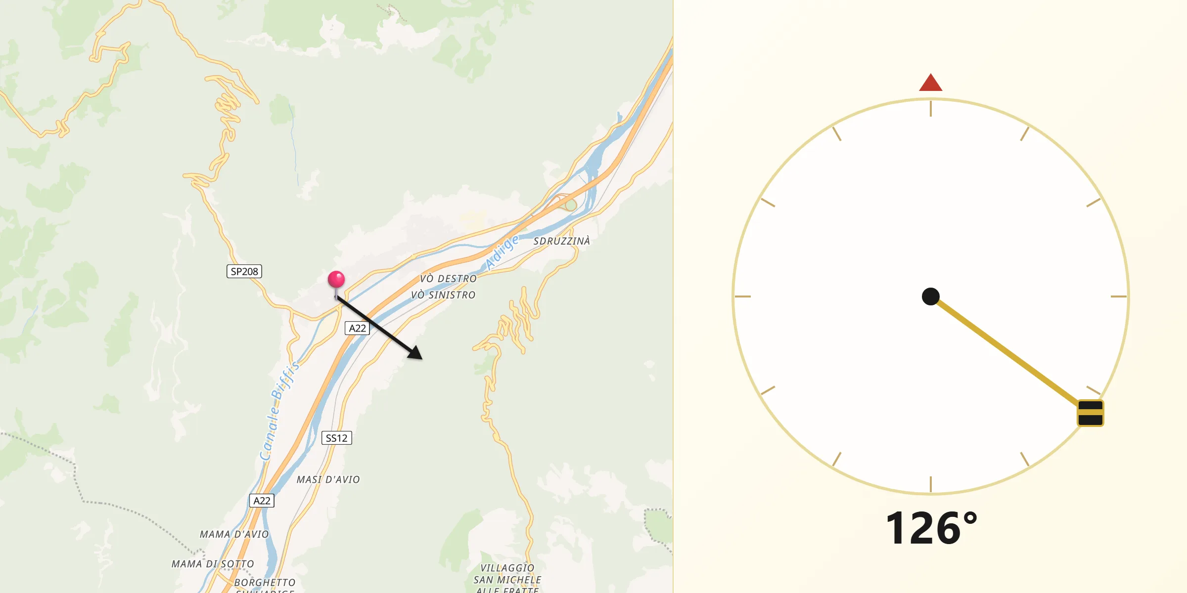 Direzione della Qibla da Avio