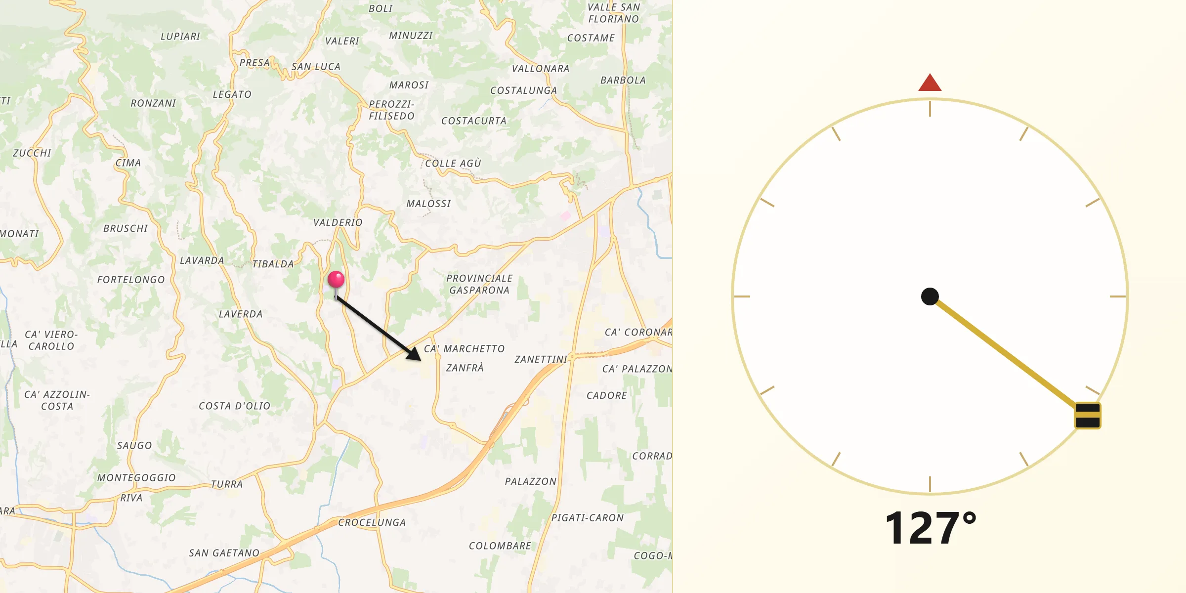 Direzione della Qibla da Mure