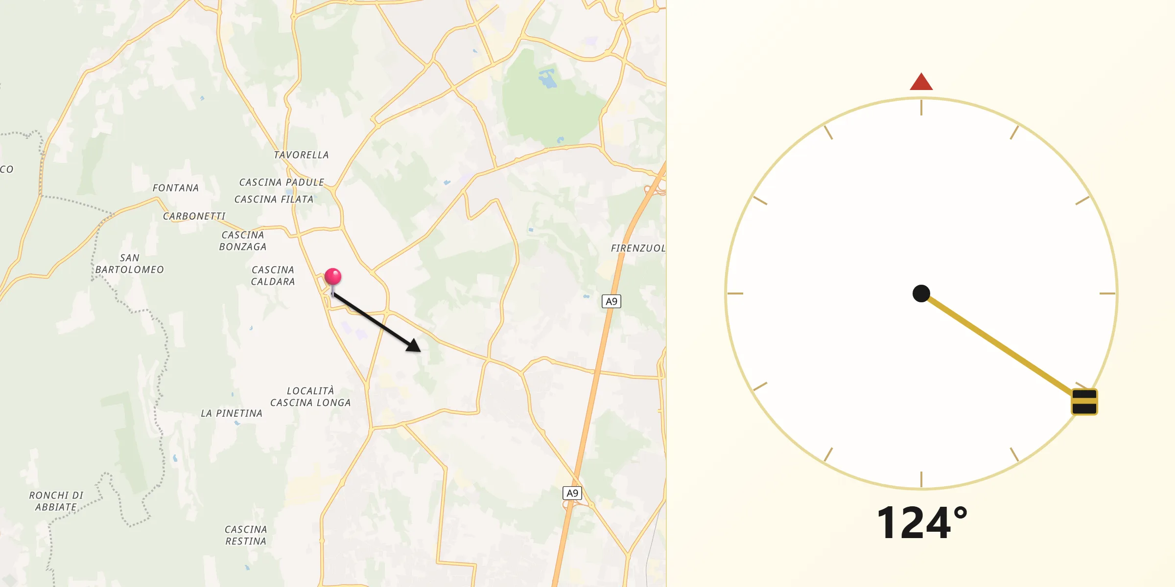 Direzione della Qibla da Appiano Gentile