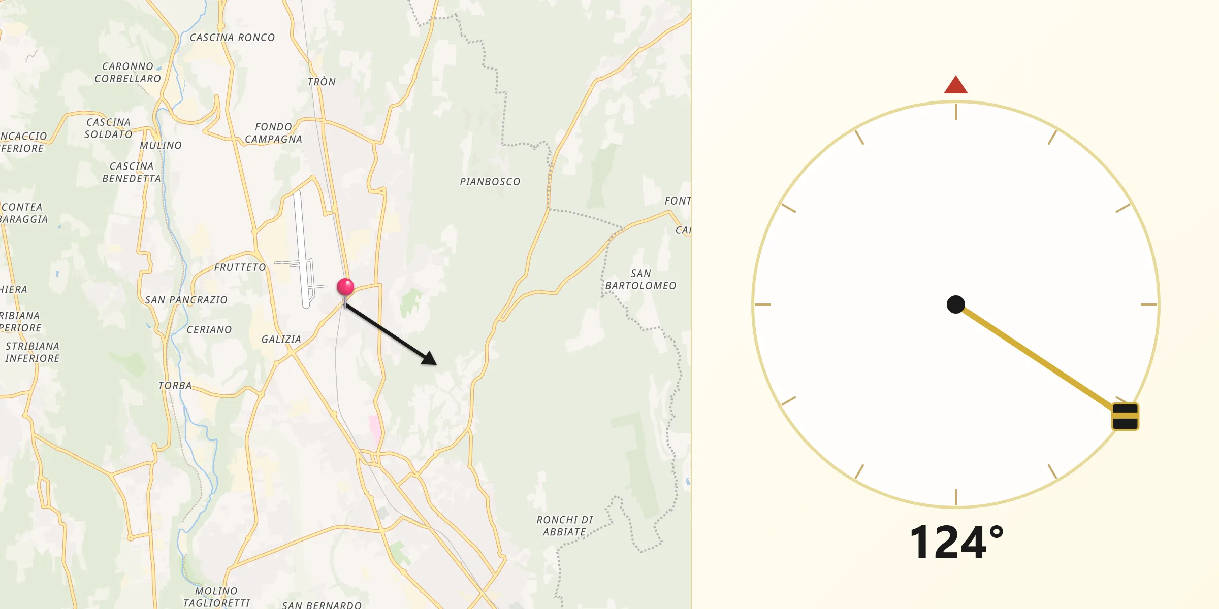 Direzione della Qibla da Venegono Inferiore