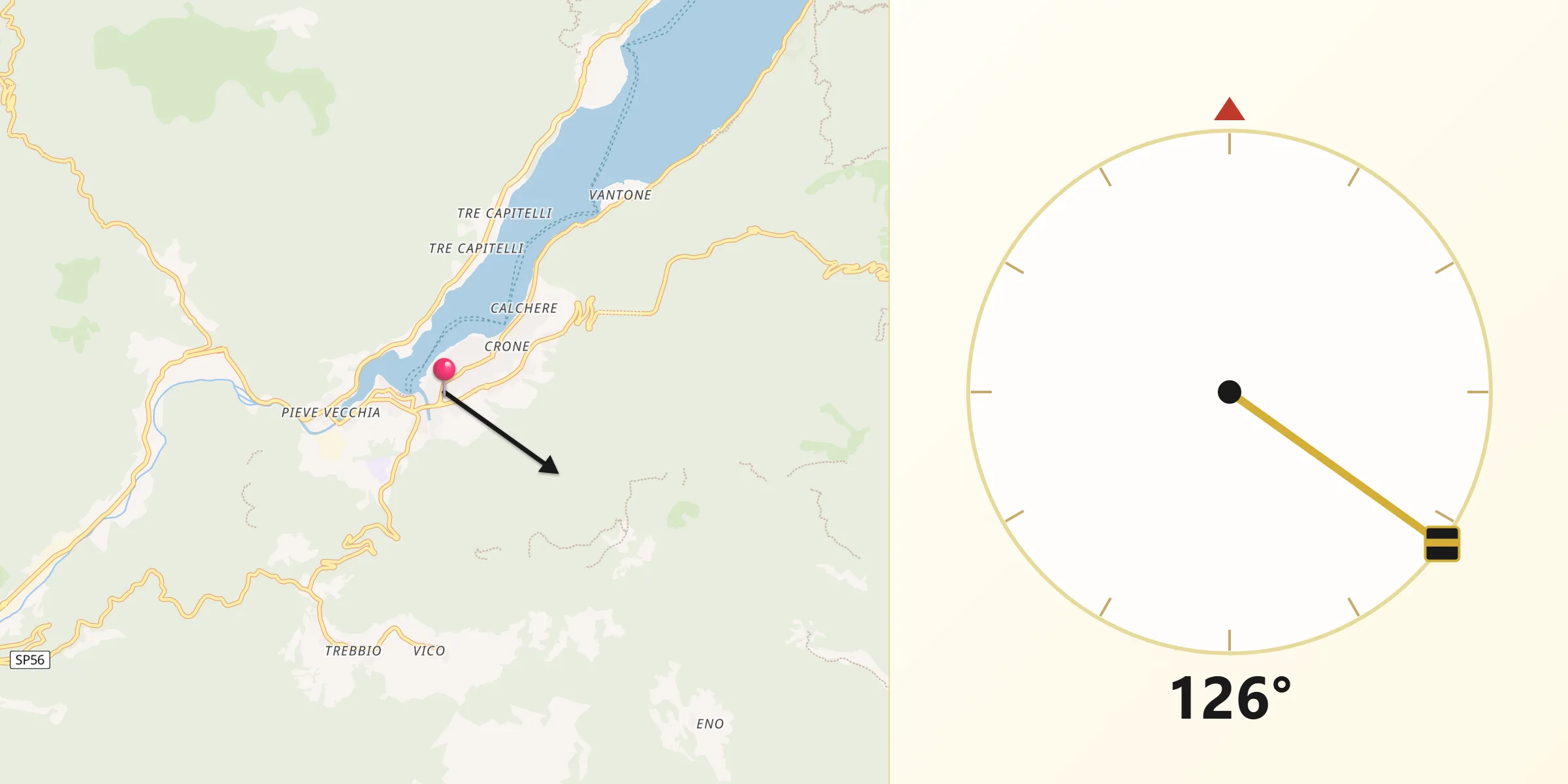 Direzione della Qibla da Idro