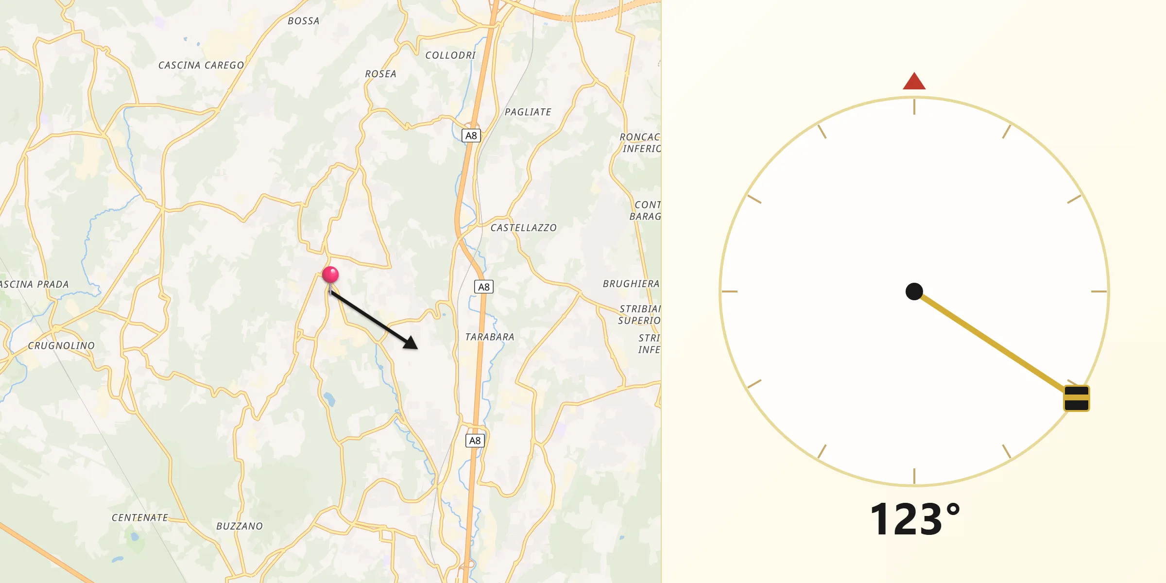 Direzione della Qibla da Sumirago