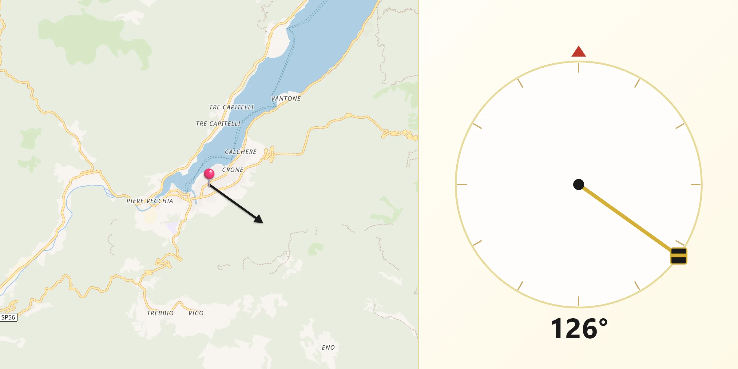 Direzione della Qibla da Crone