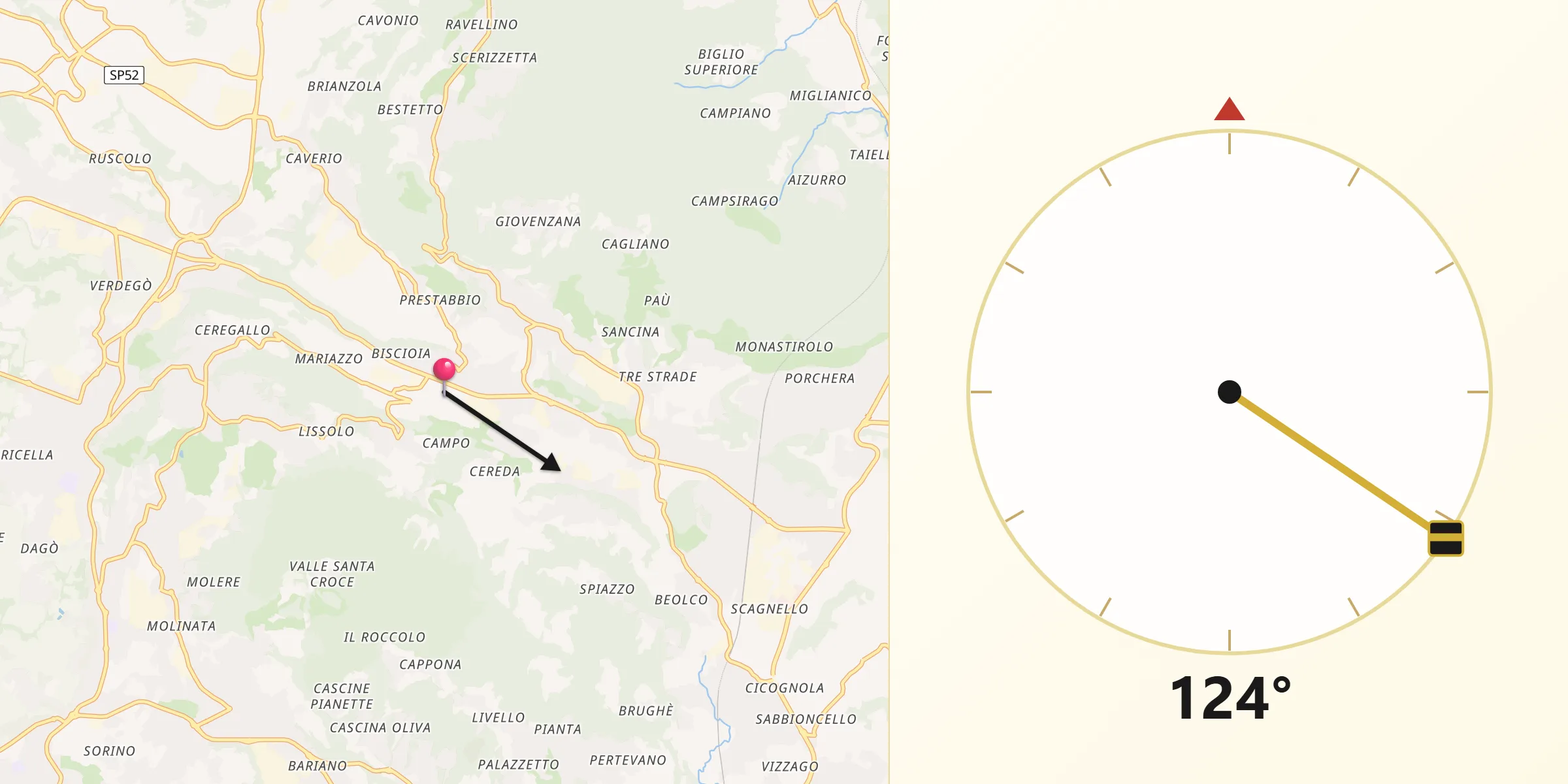 Direzione della Qibla da Perego