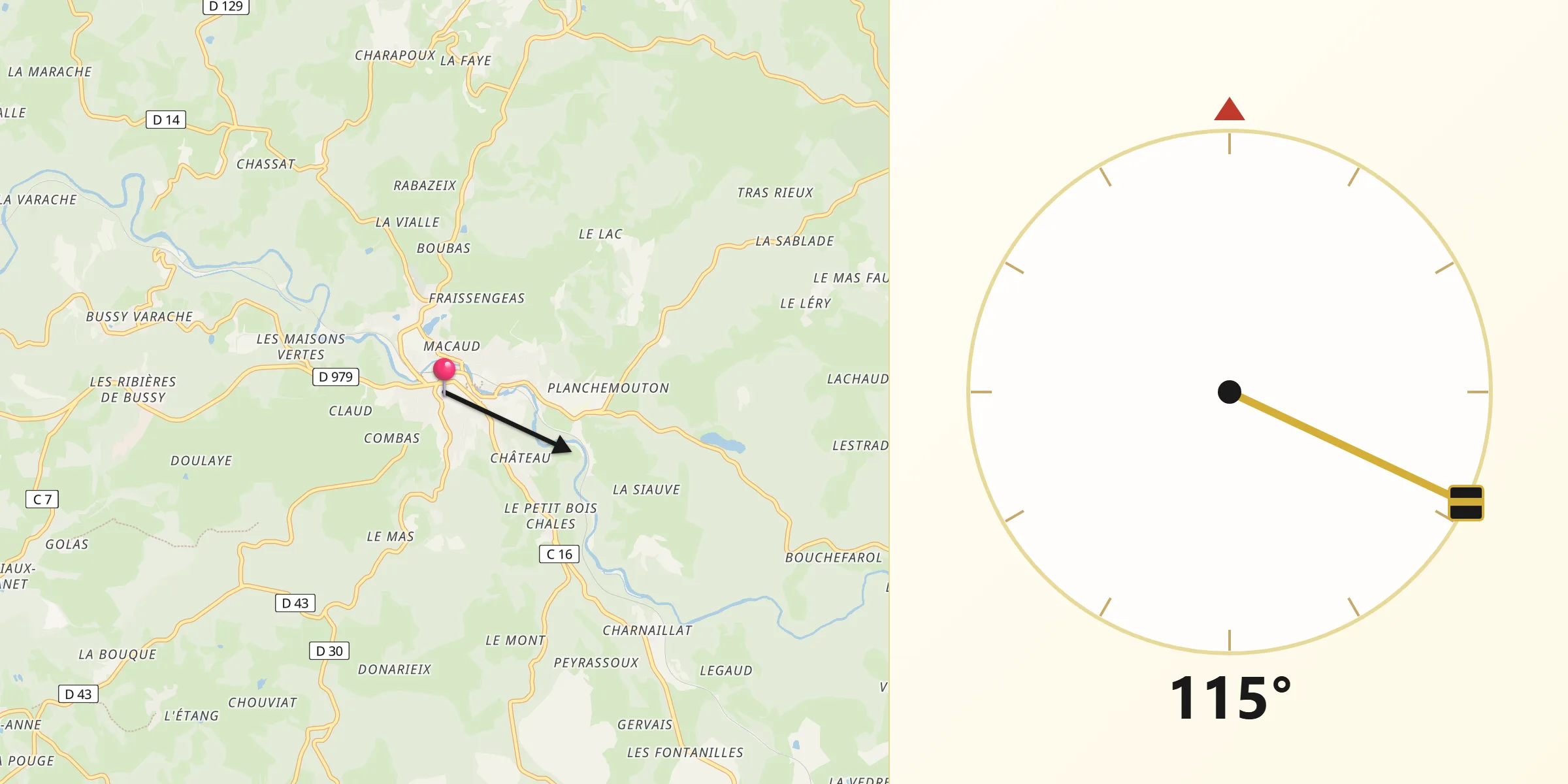 Direction vers la Qibla depuis Eymoutiers