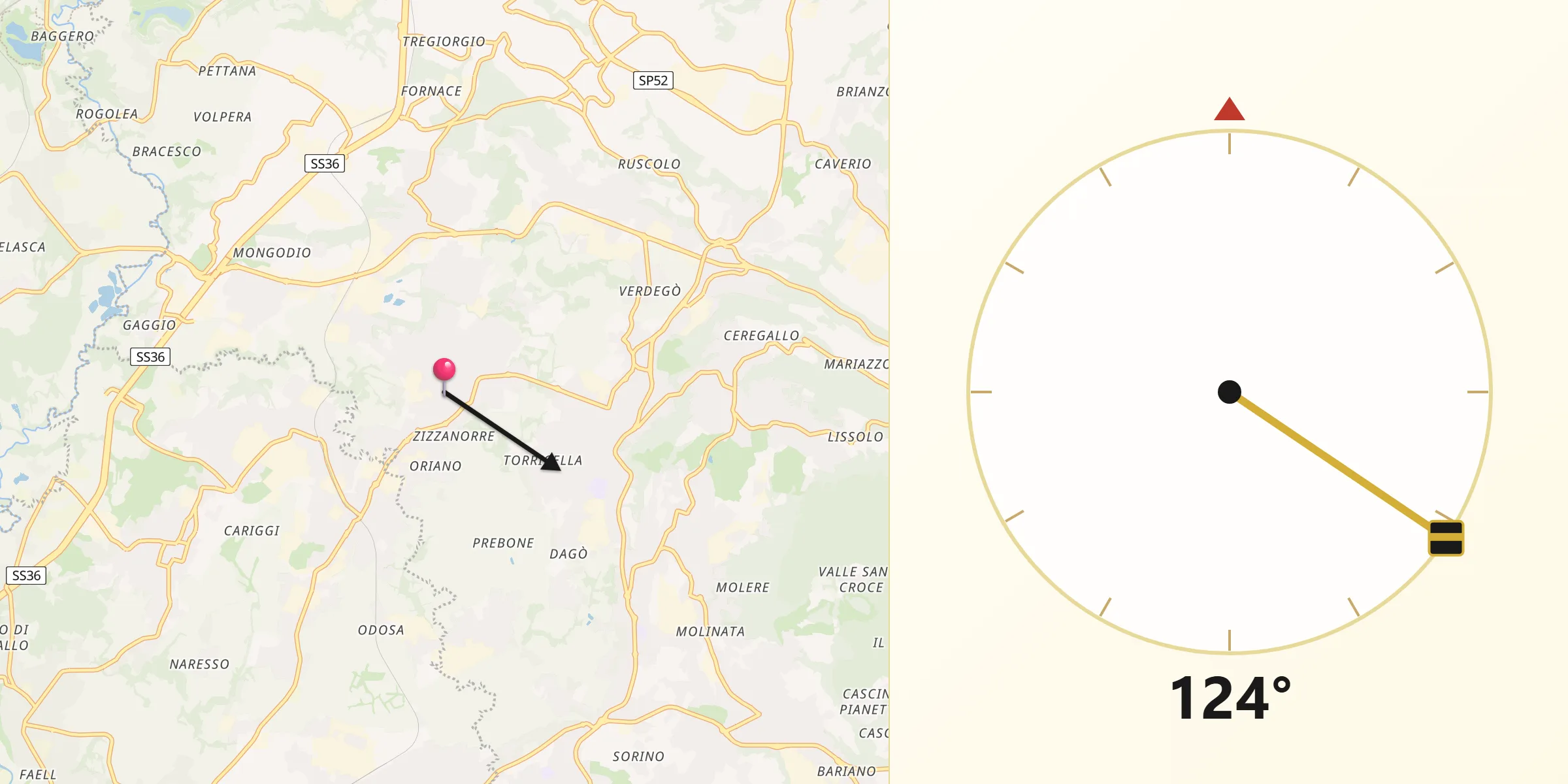 Direzione della Qibla da Cassago Brianza
