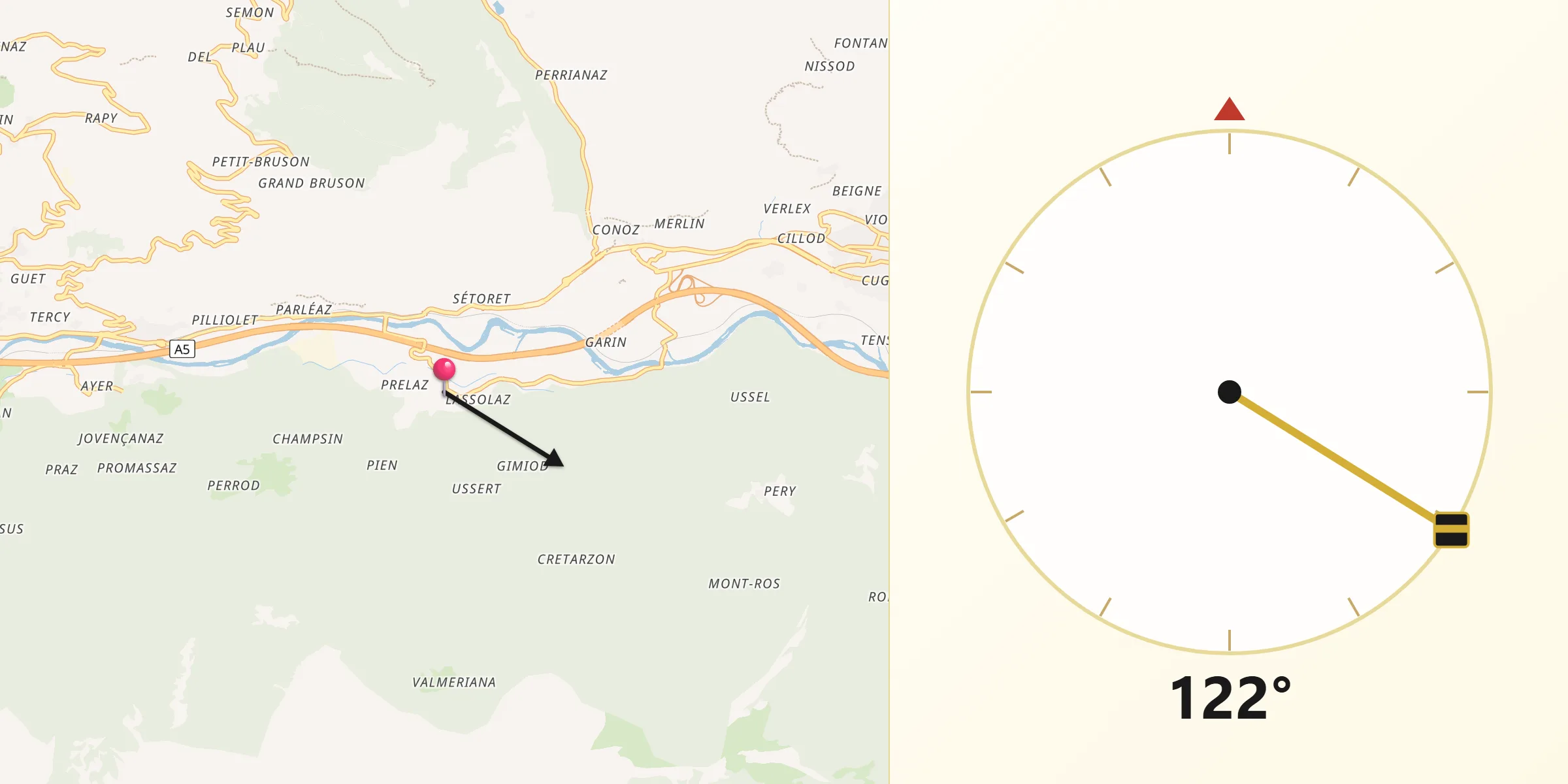 Direzione della Qibla da Lassolaz
