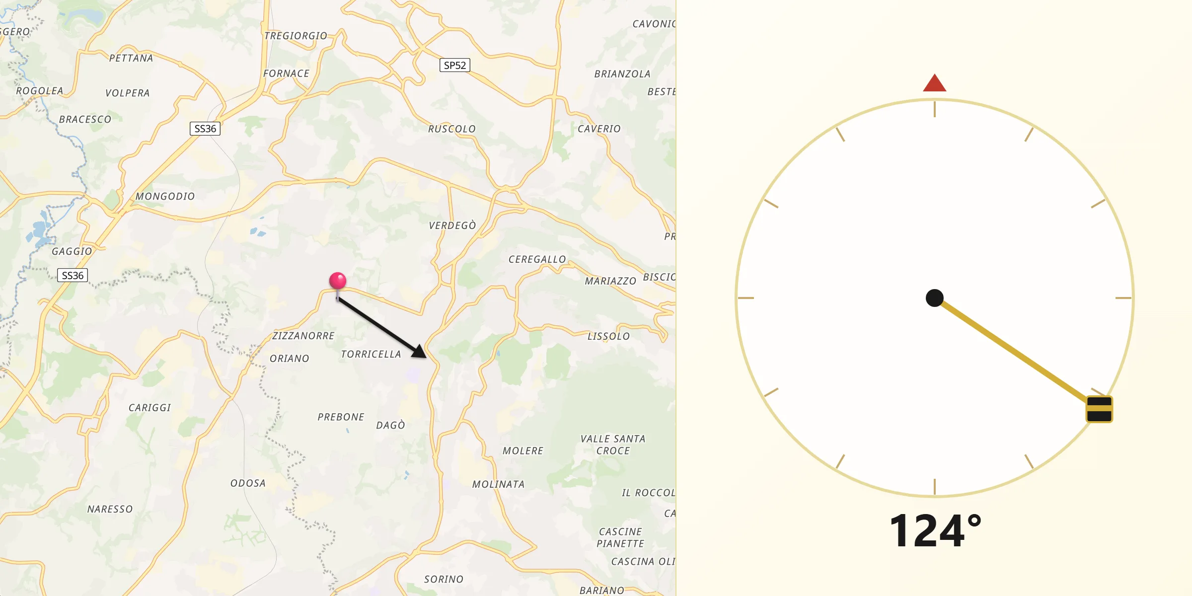 Direzione della Qibla da Cremella