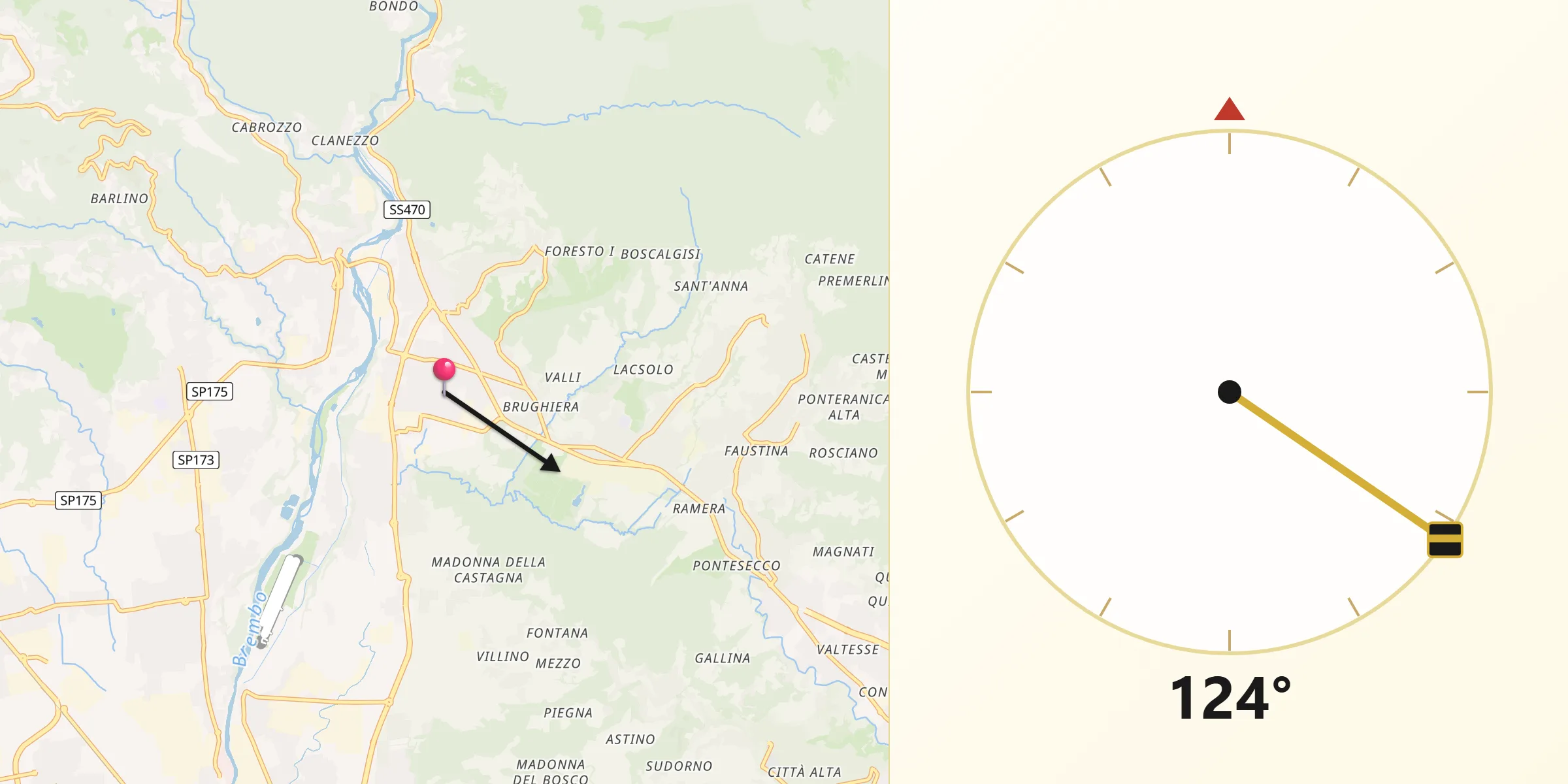 Direzione della Qibla da Almè