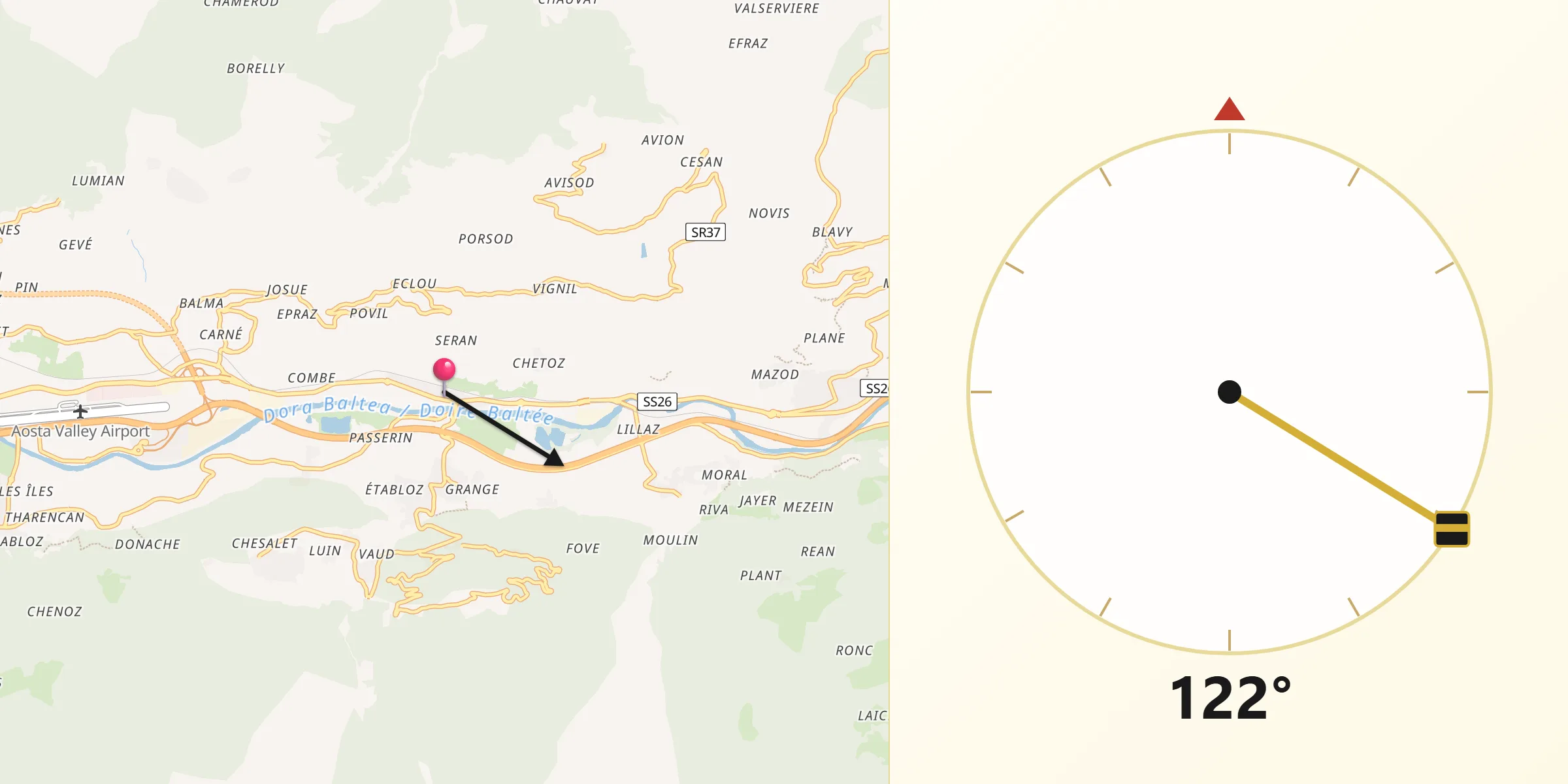 Direzione della Qibla da Villefranche