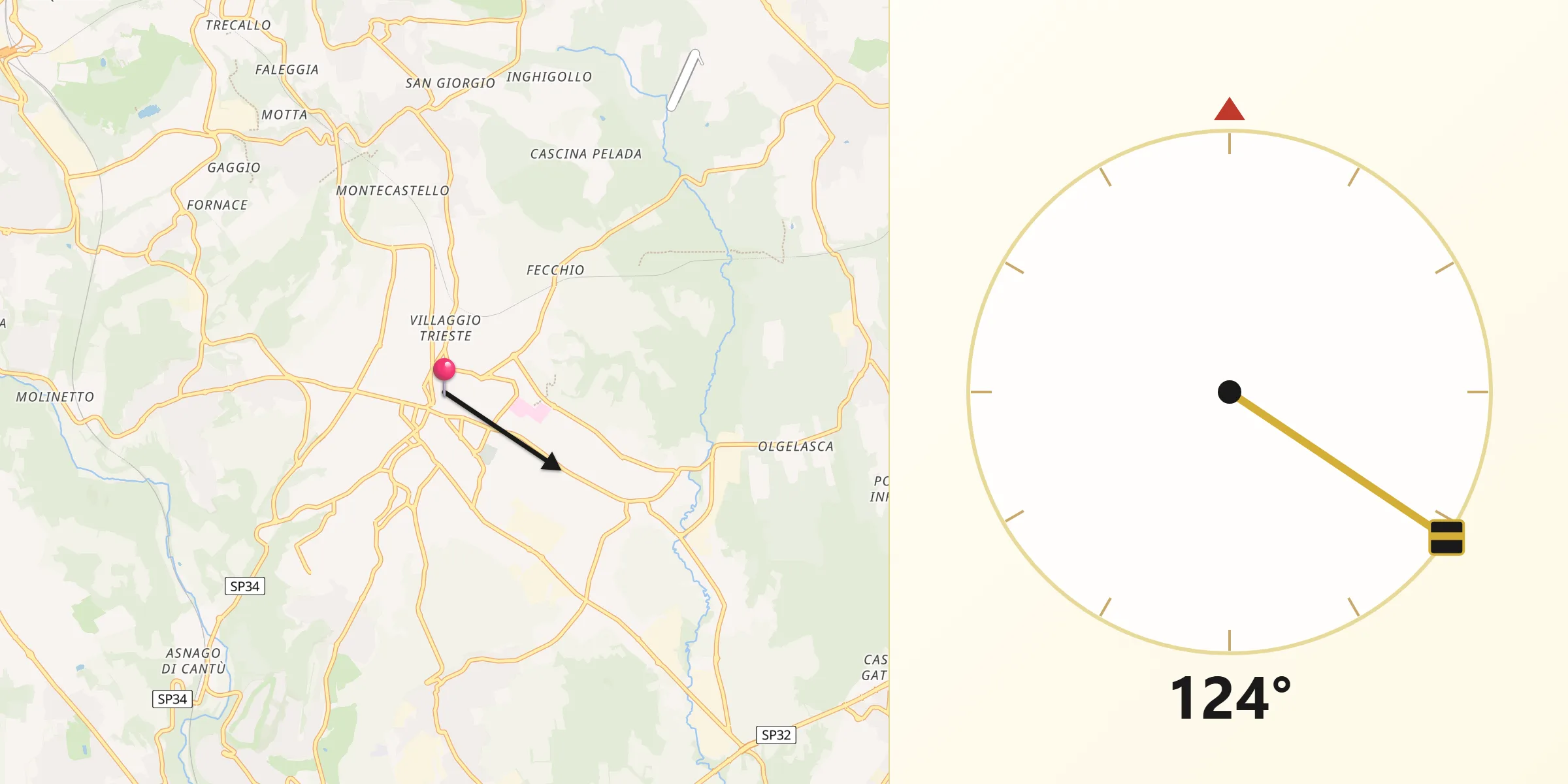 Direzione della Qibla da Cantù