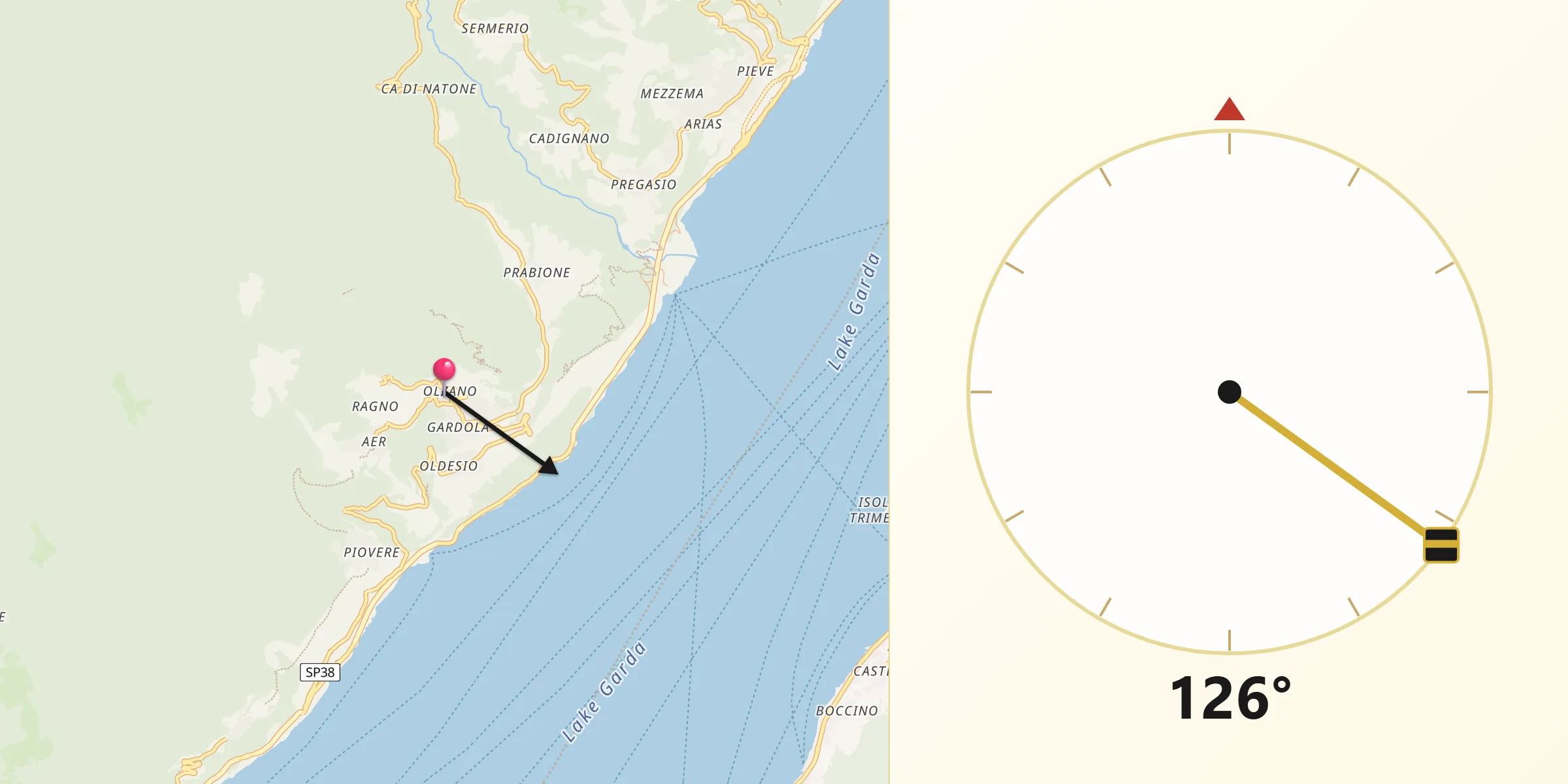 Direzione della Qibla da Gardola