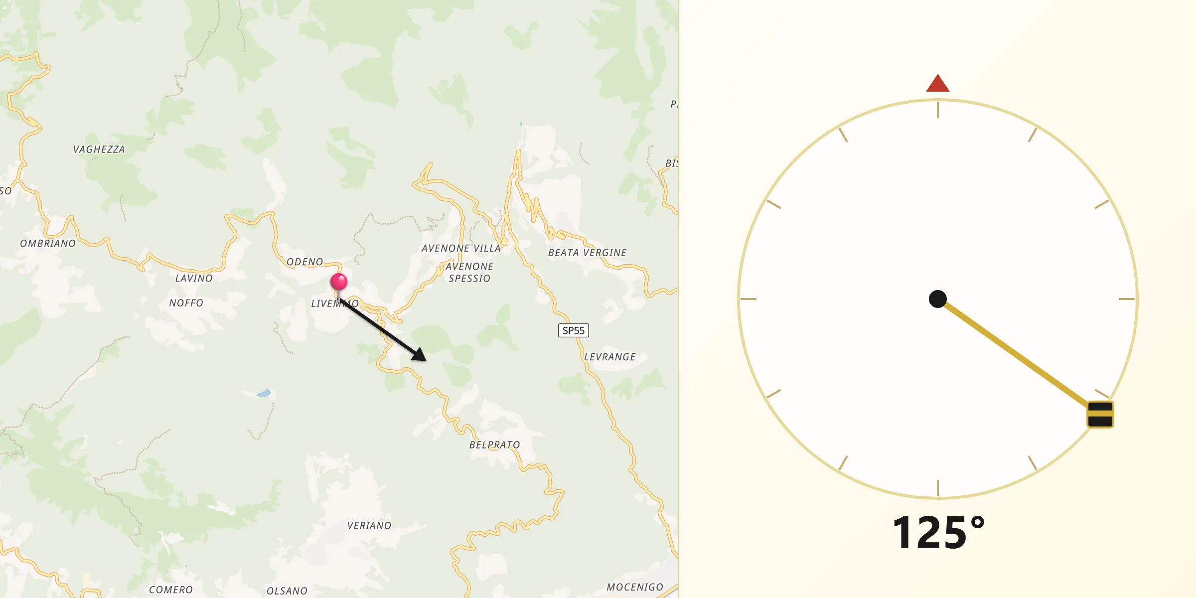 Direzione della Qibla da Pertica Alta