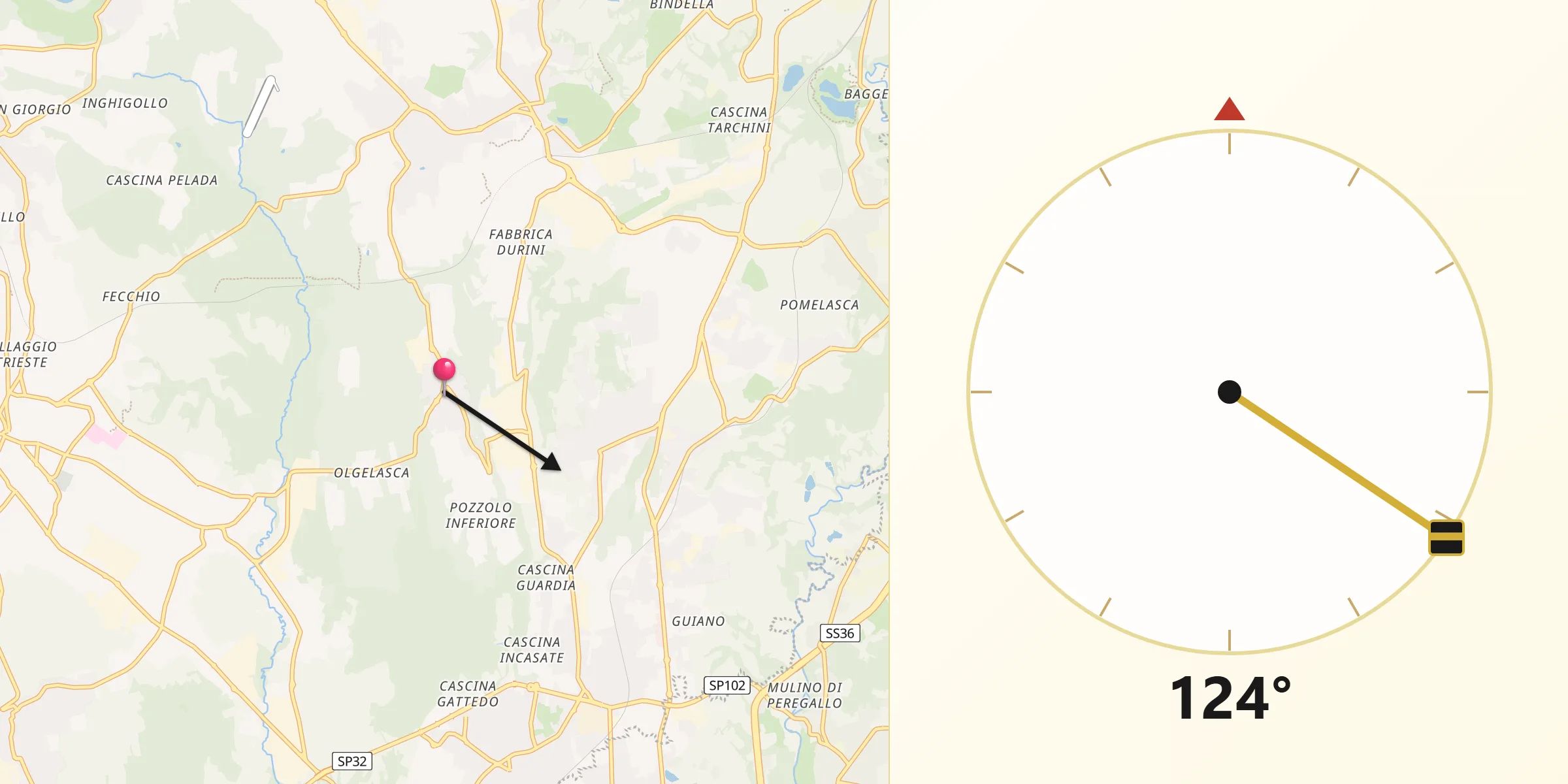 Direzione della Qibla da Brenna