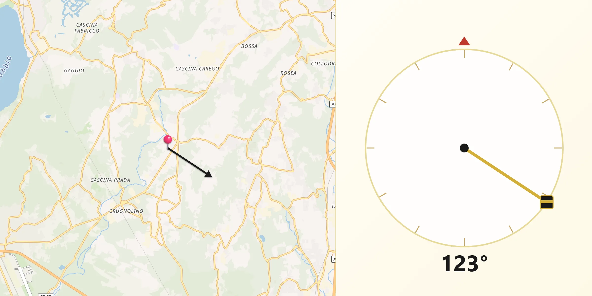 Direzione della Qibla da Mornago