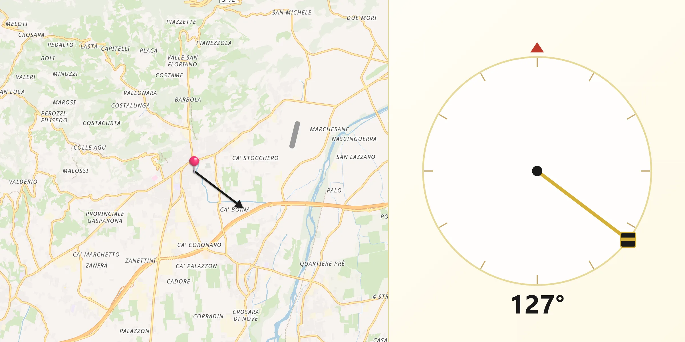 Direzione della Qibla da Marostica