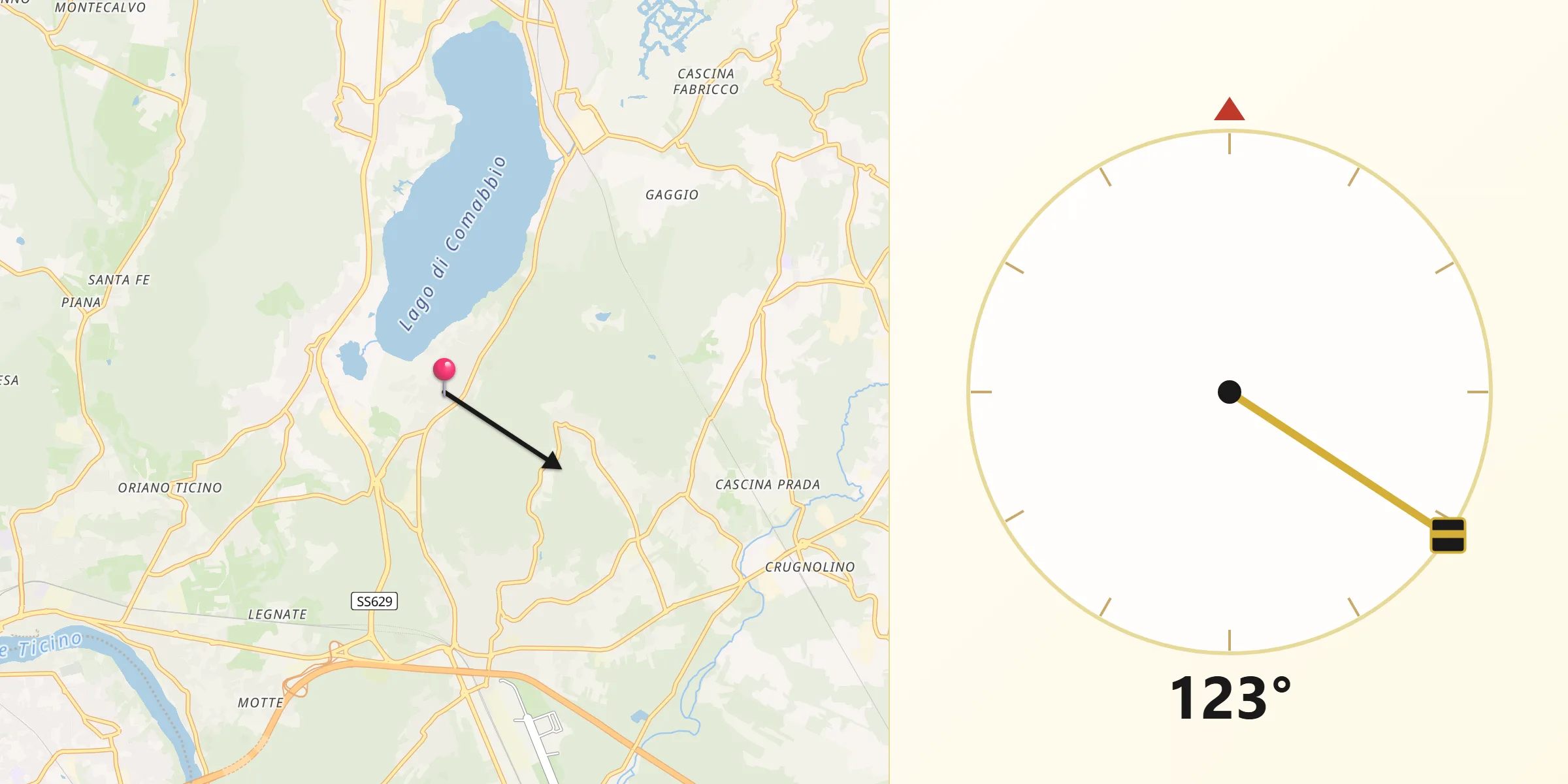 Direzione della Qibla da Corgeno