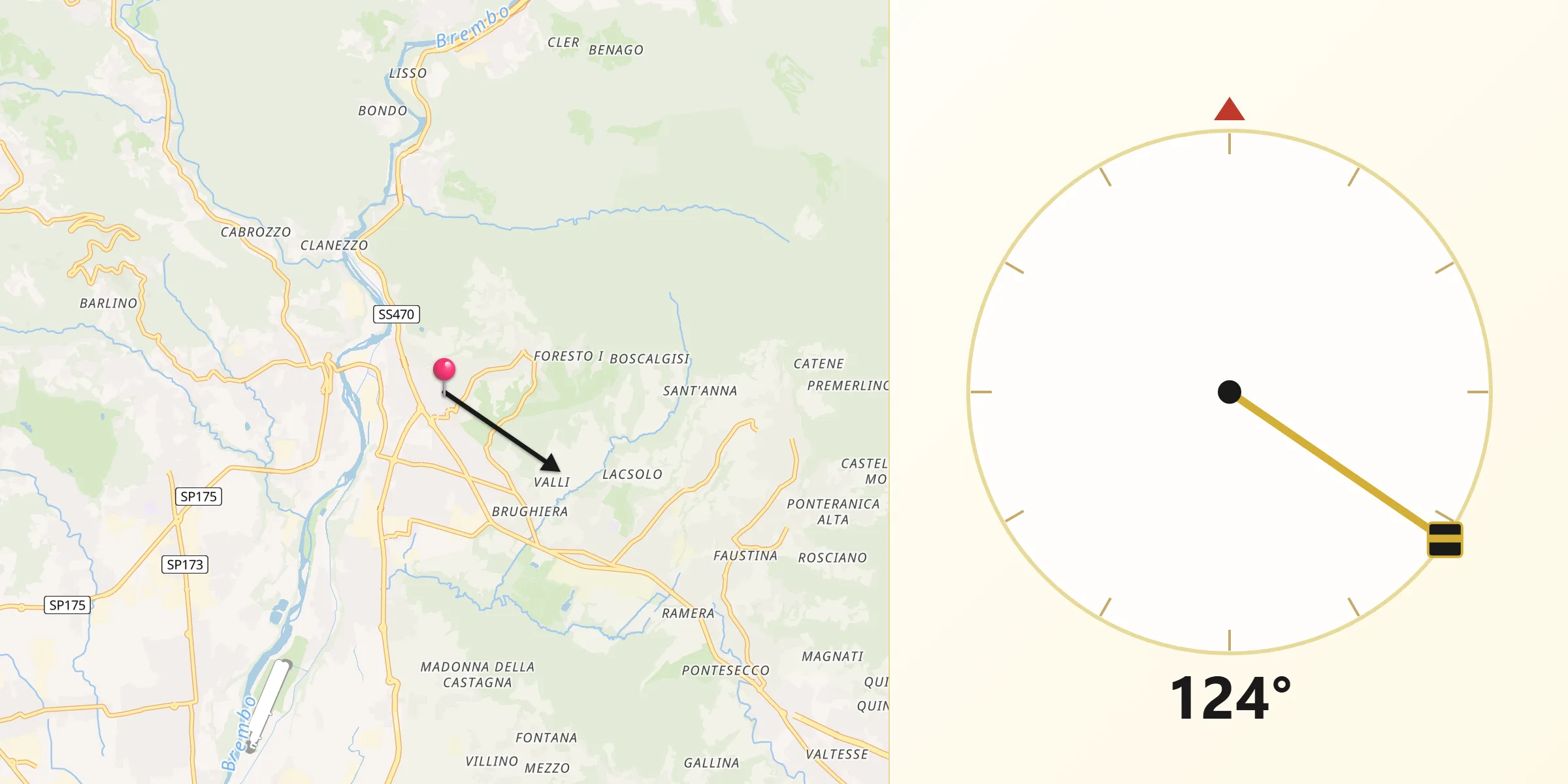 Direzione della Qibla da Villa d'Almè