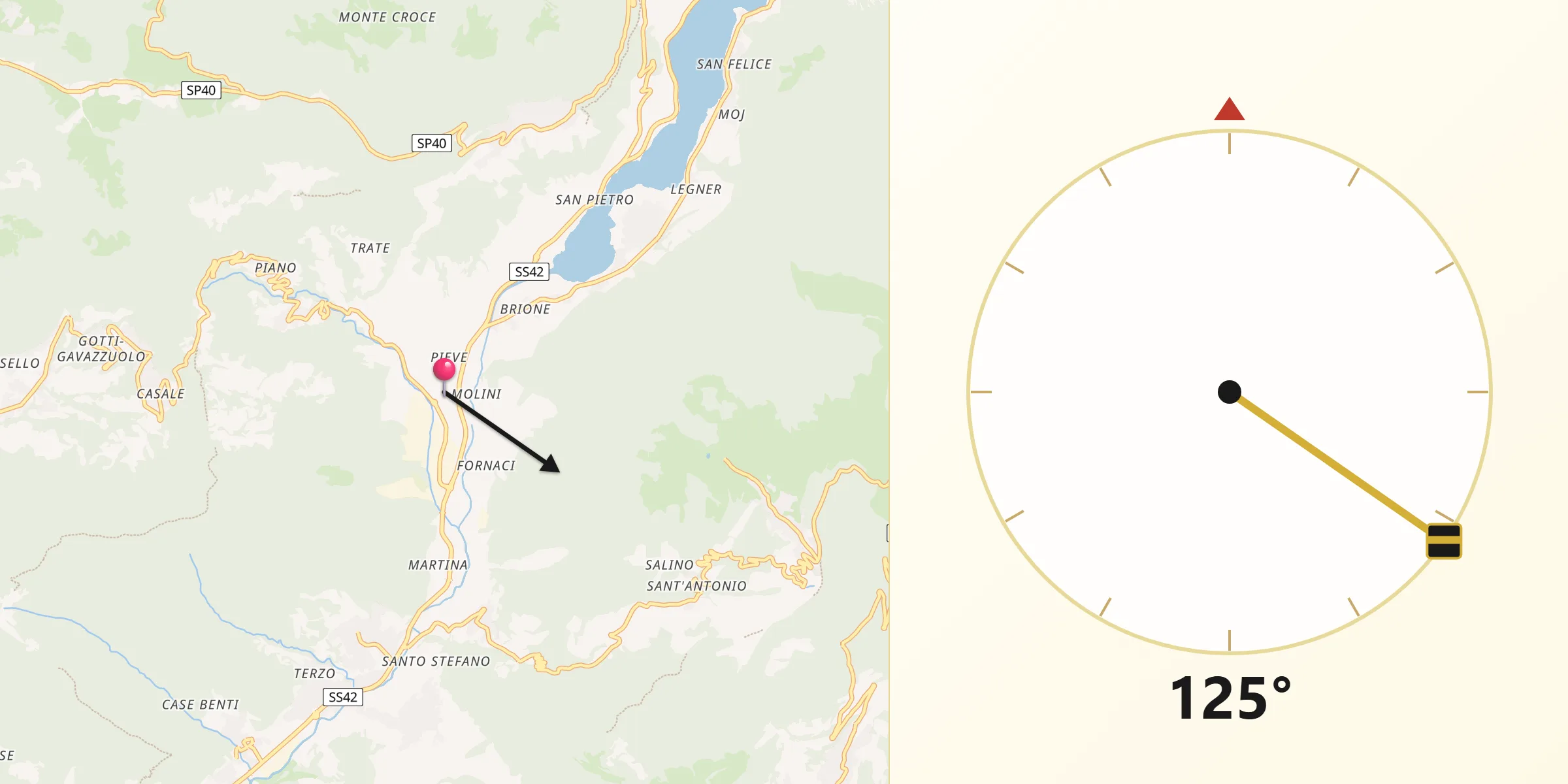 Direzione della Qibla da Casazza