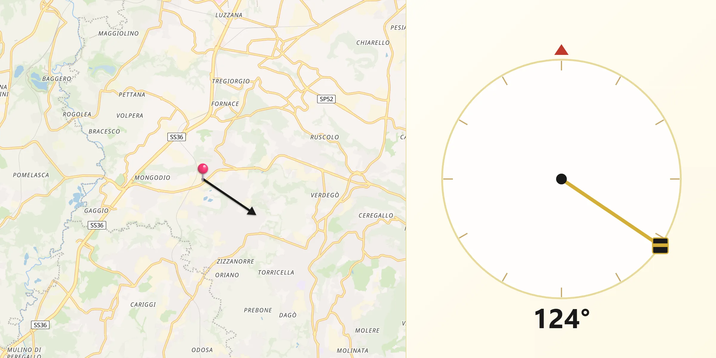 Direzione della Qibla da Bulciago
