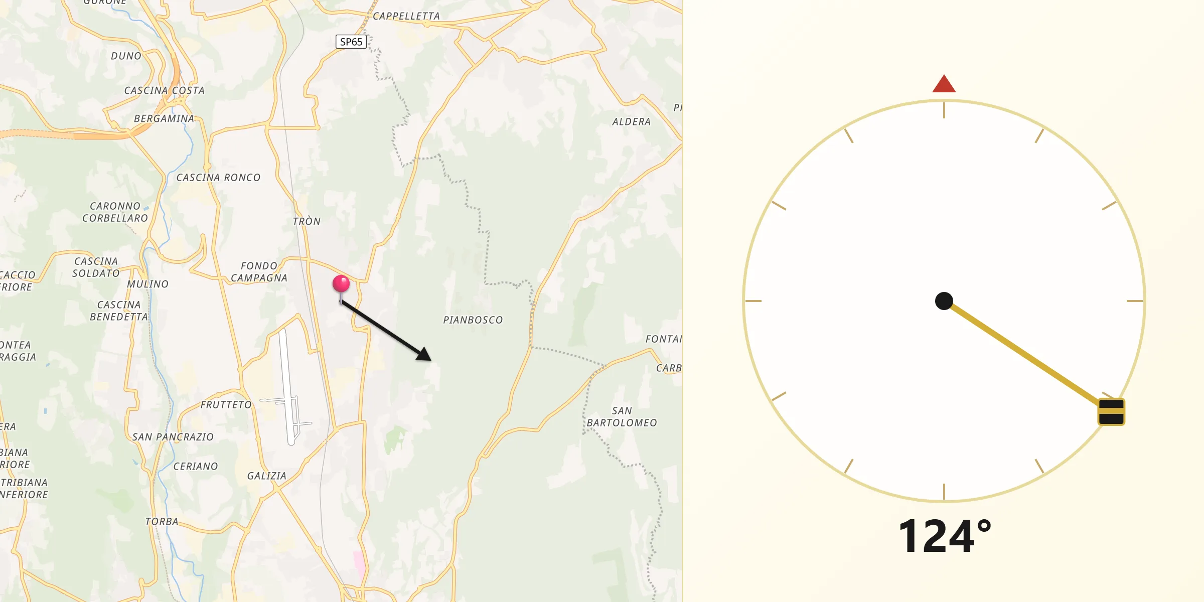 Direzione della Qibla da Venegono Superiore
