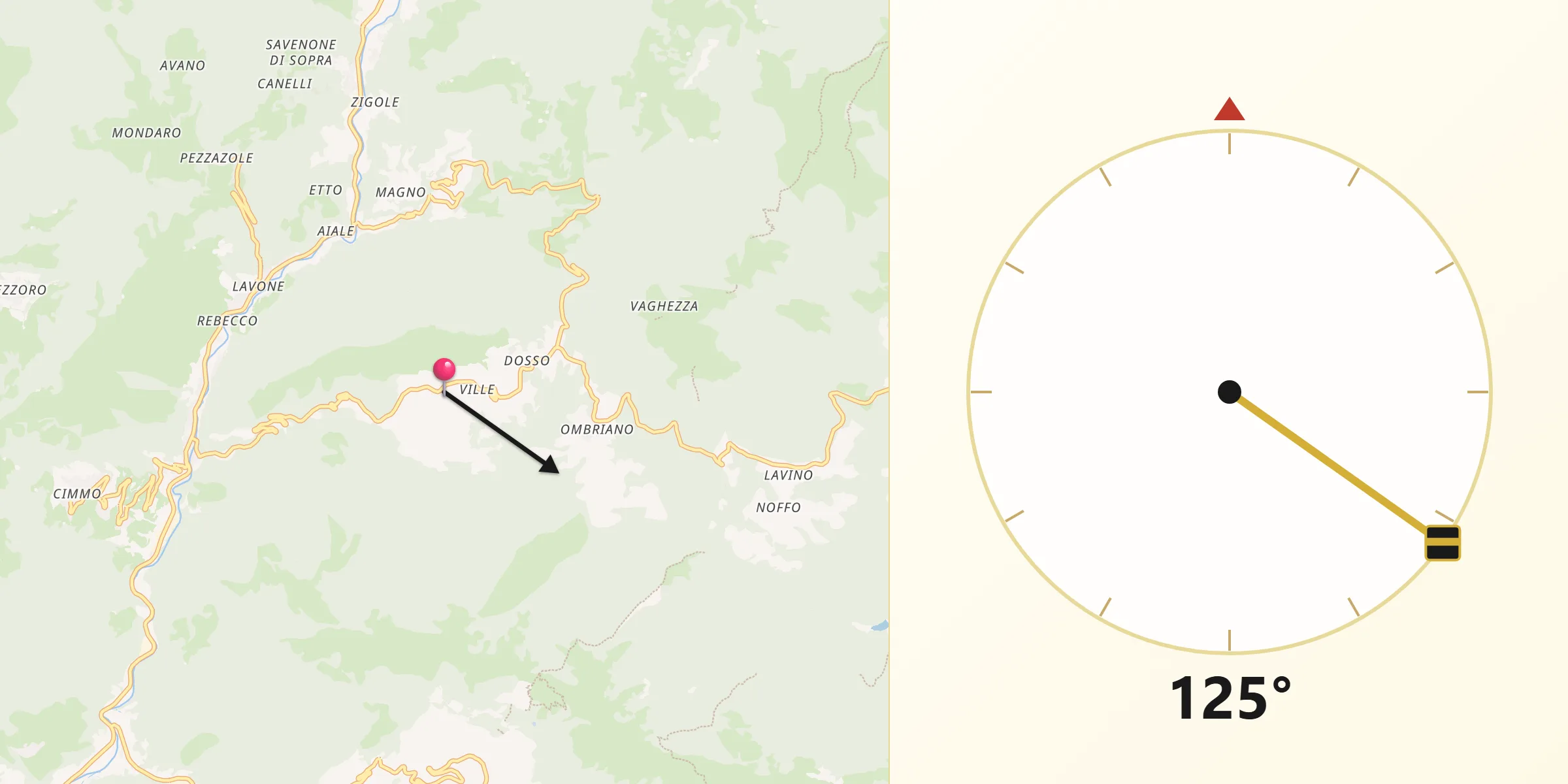 Direzione della Qibla da Dosso-Ville