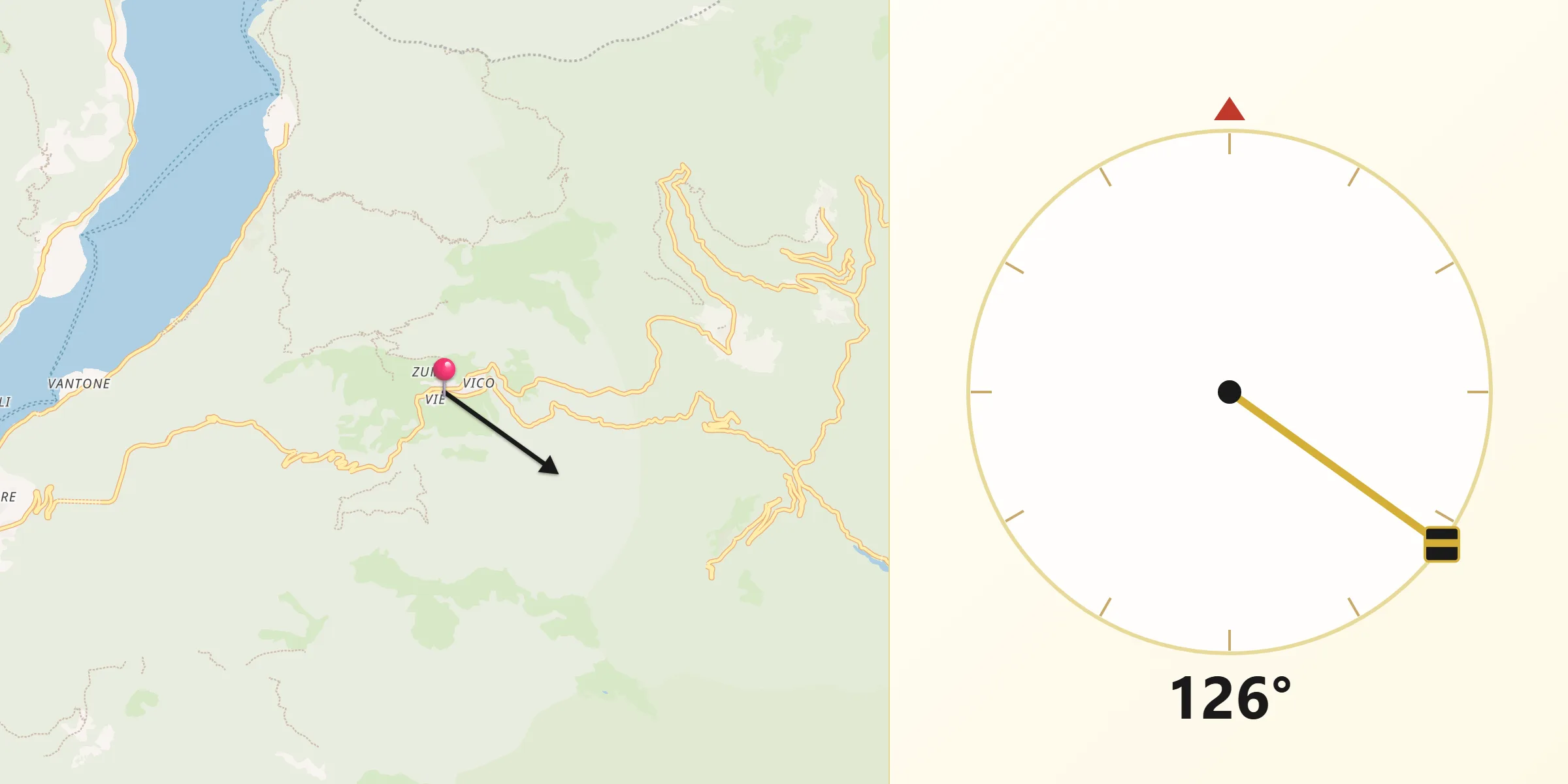 Direzione della Qibla da Capovalle