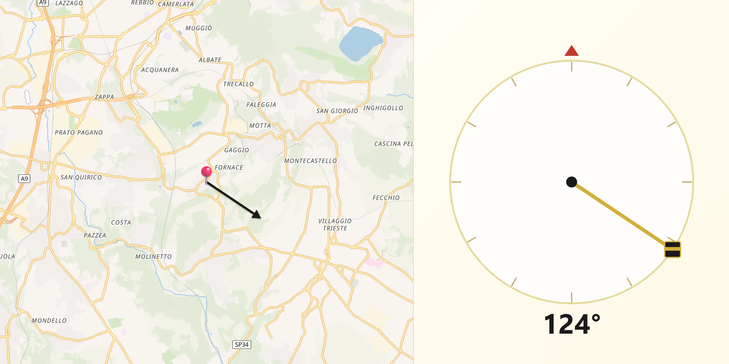 Direzione della Qibla da Navedano