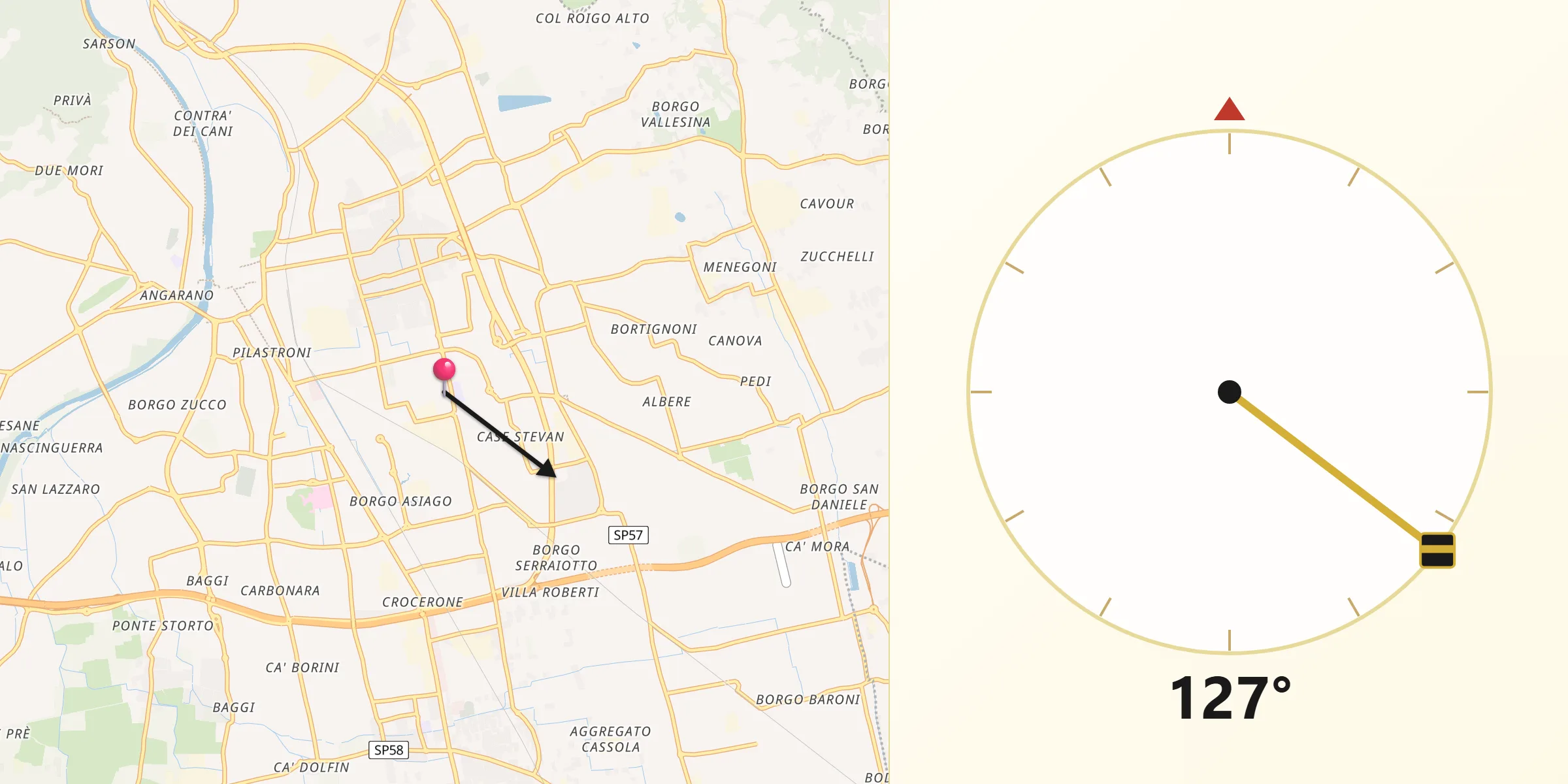 Direzione della Qibla da San Zeno-San Giuseppe