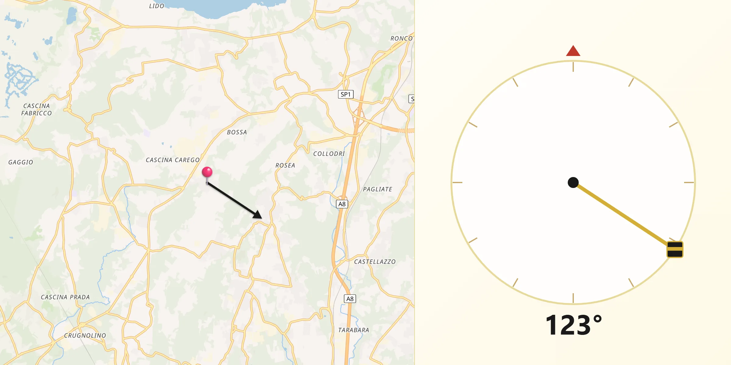 Direzione della Qibla da Crosio della Valle