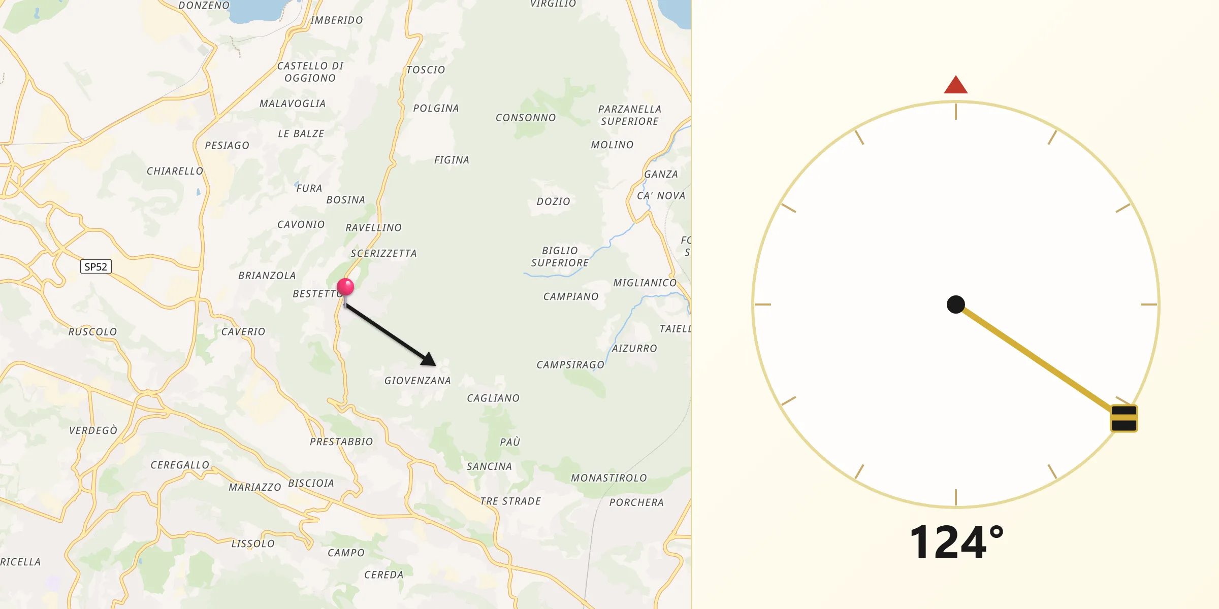 Direzione della Qibla da Nava