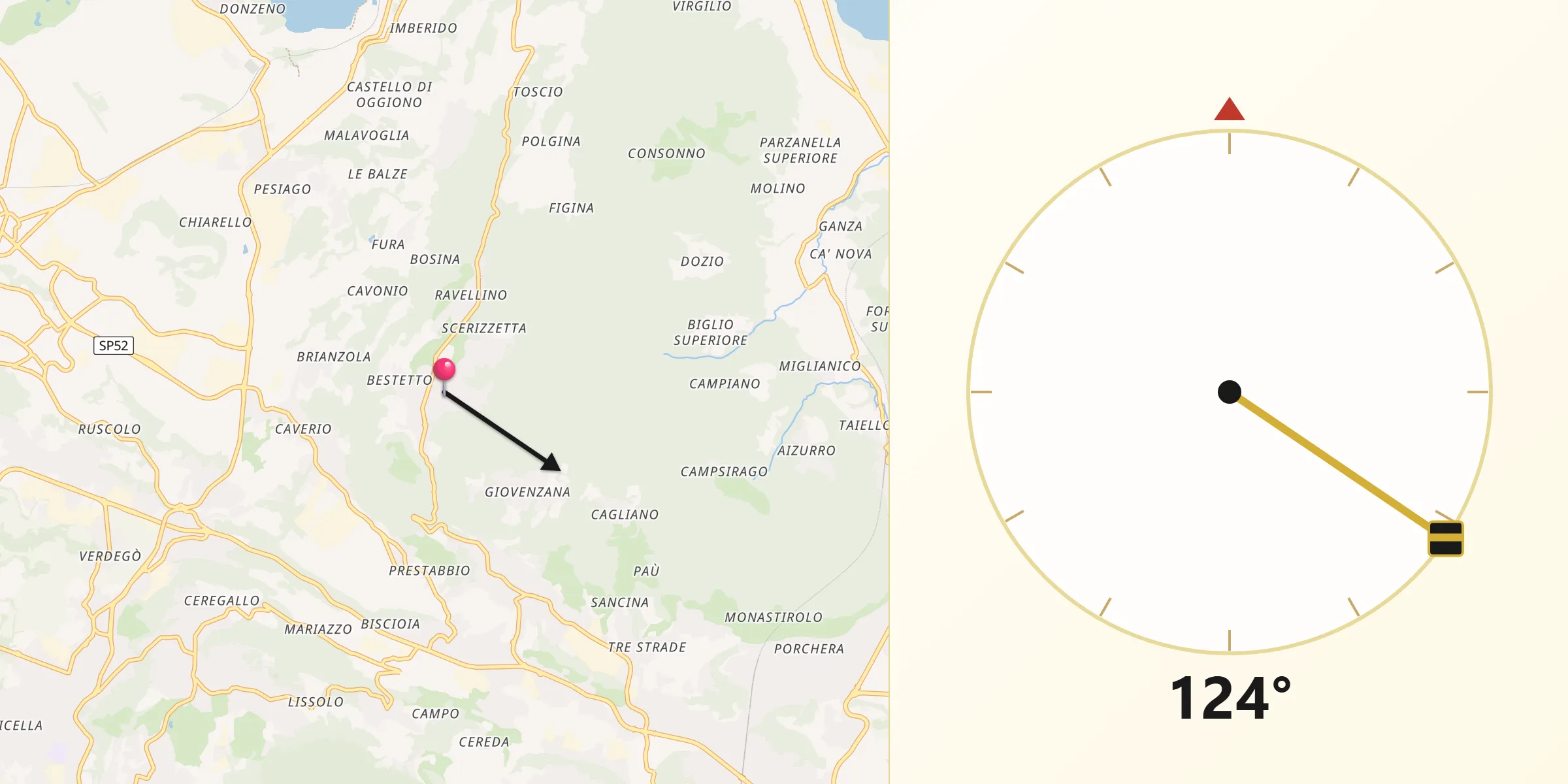 Direzione della Qibla da Colle Brianza