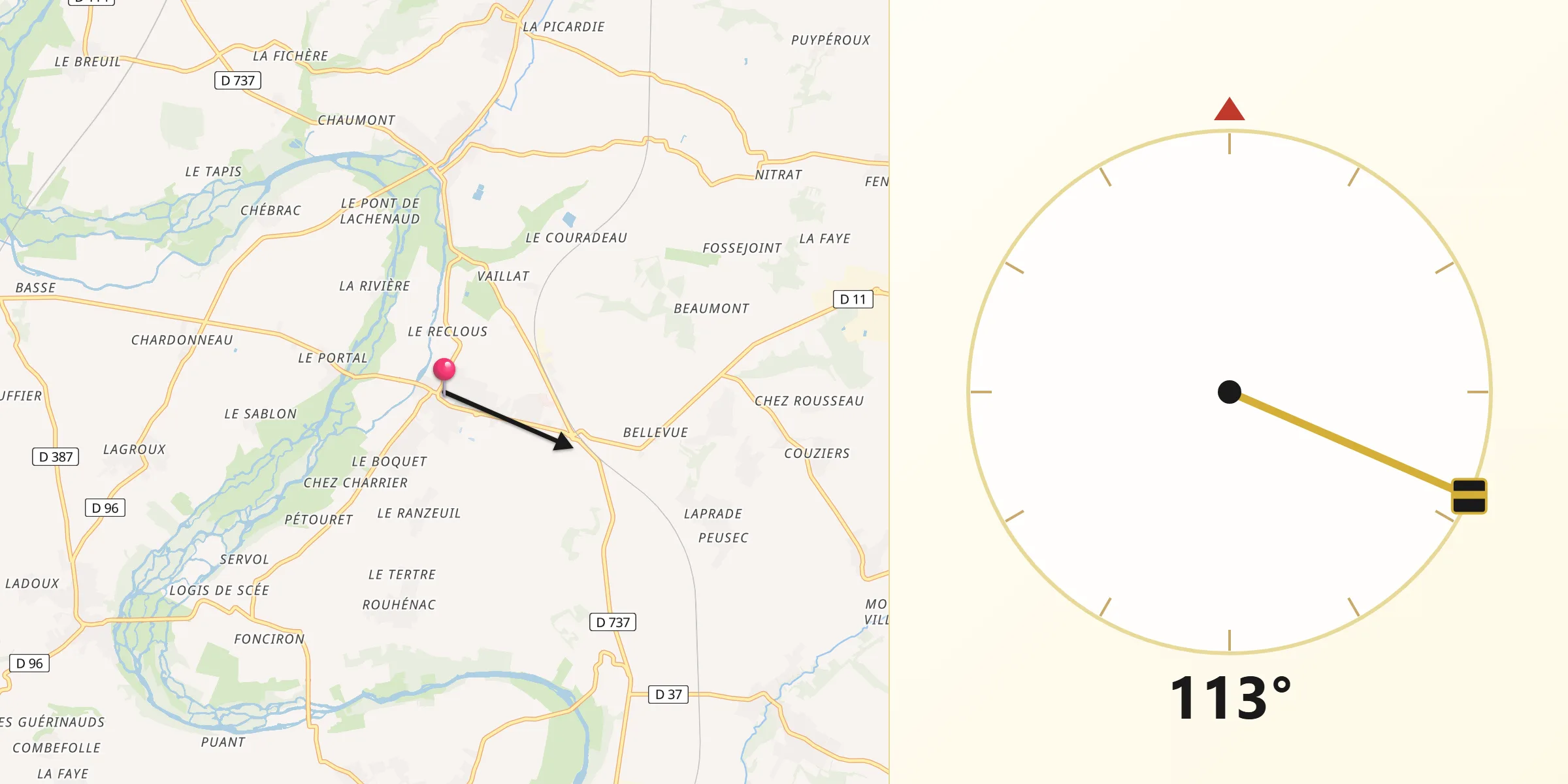 Direction vers la Qibla depuis Vars