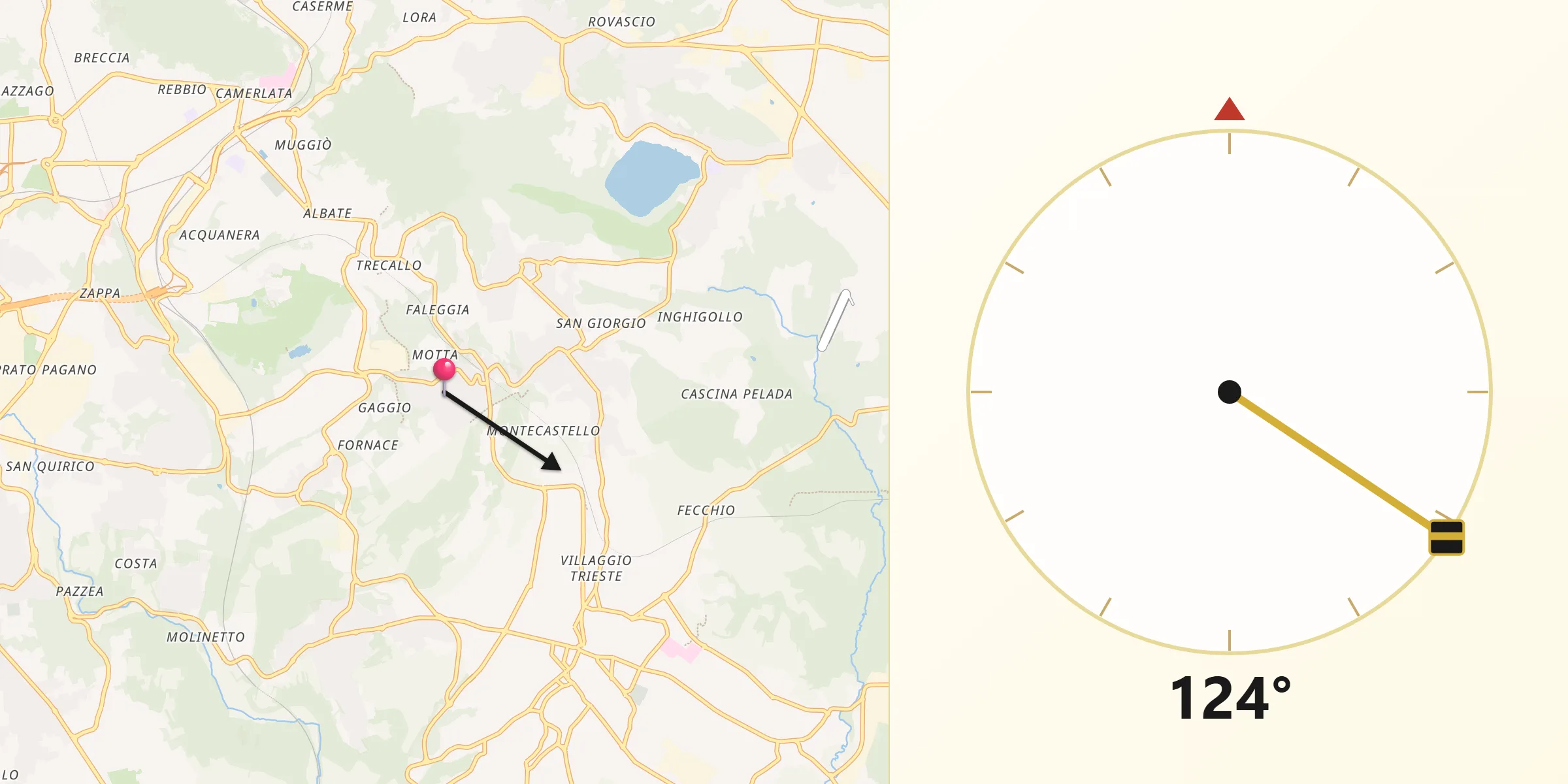 Direzione della Qibla da Senna Comasco