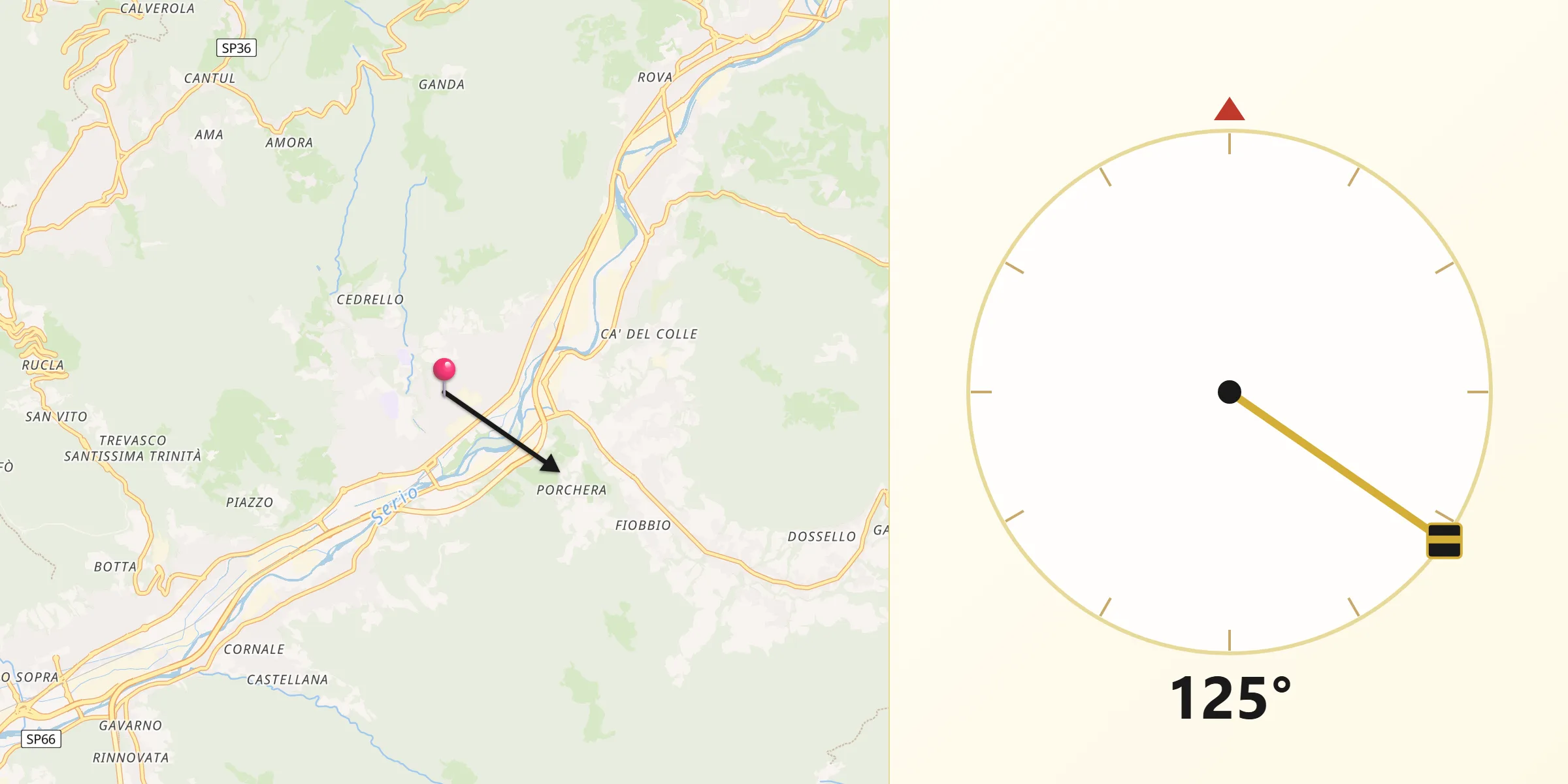 Direzione della Qibla da Albino