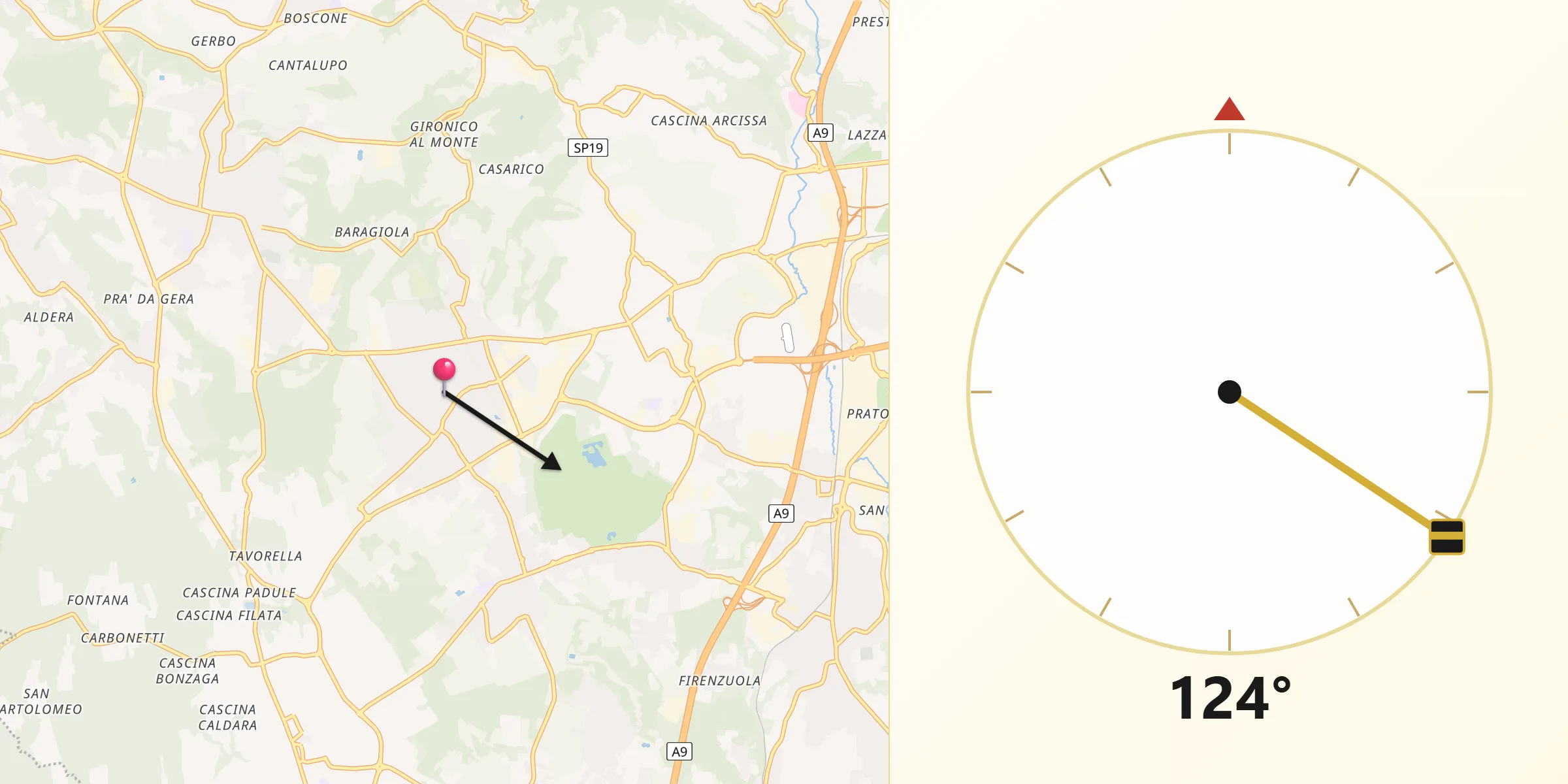 Direzione della Qibla da Lurate Caccivio