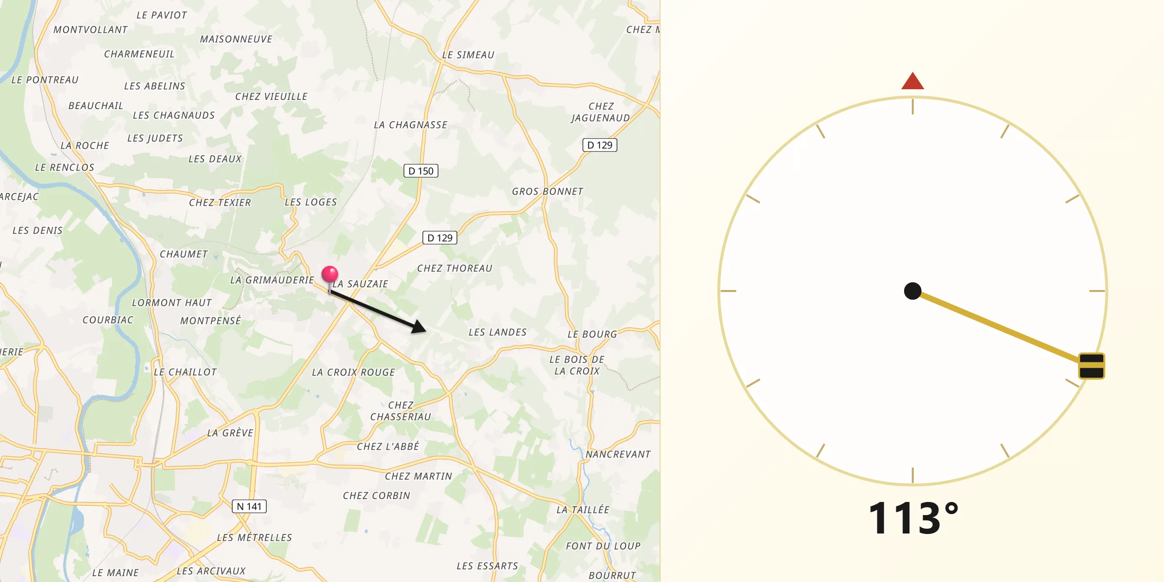 Direction vers la Qibla depuis Fontcouverte