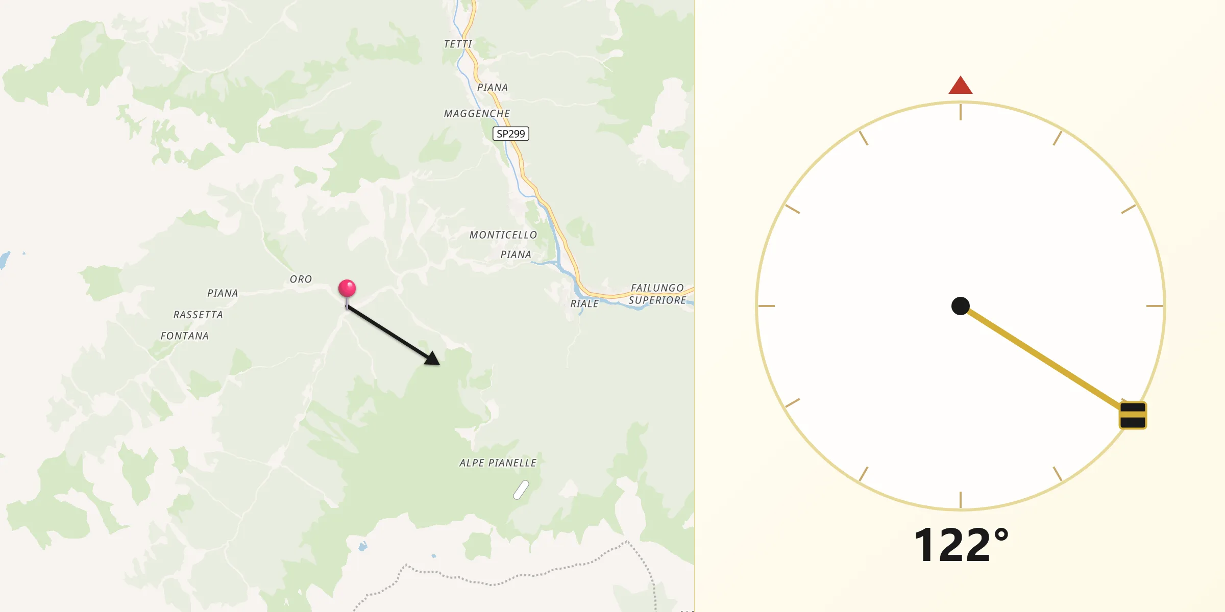 Direzione della Qibla da Rassa